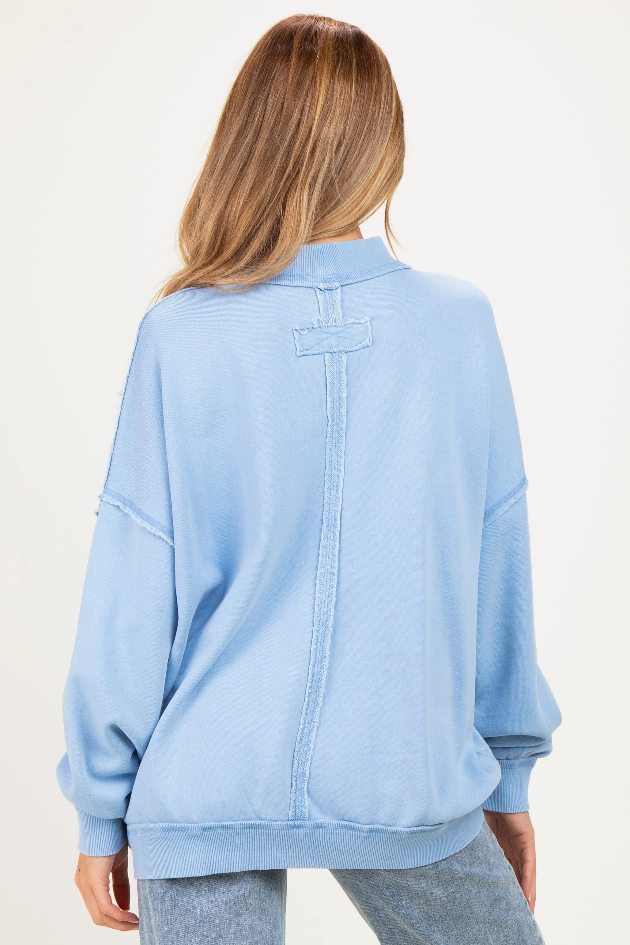 Ocean Blue Oversized High Neck Maternity Sweatshirt sold by Pinkblush product image thumbnail 3