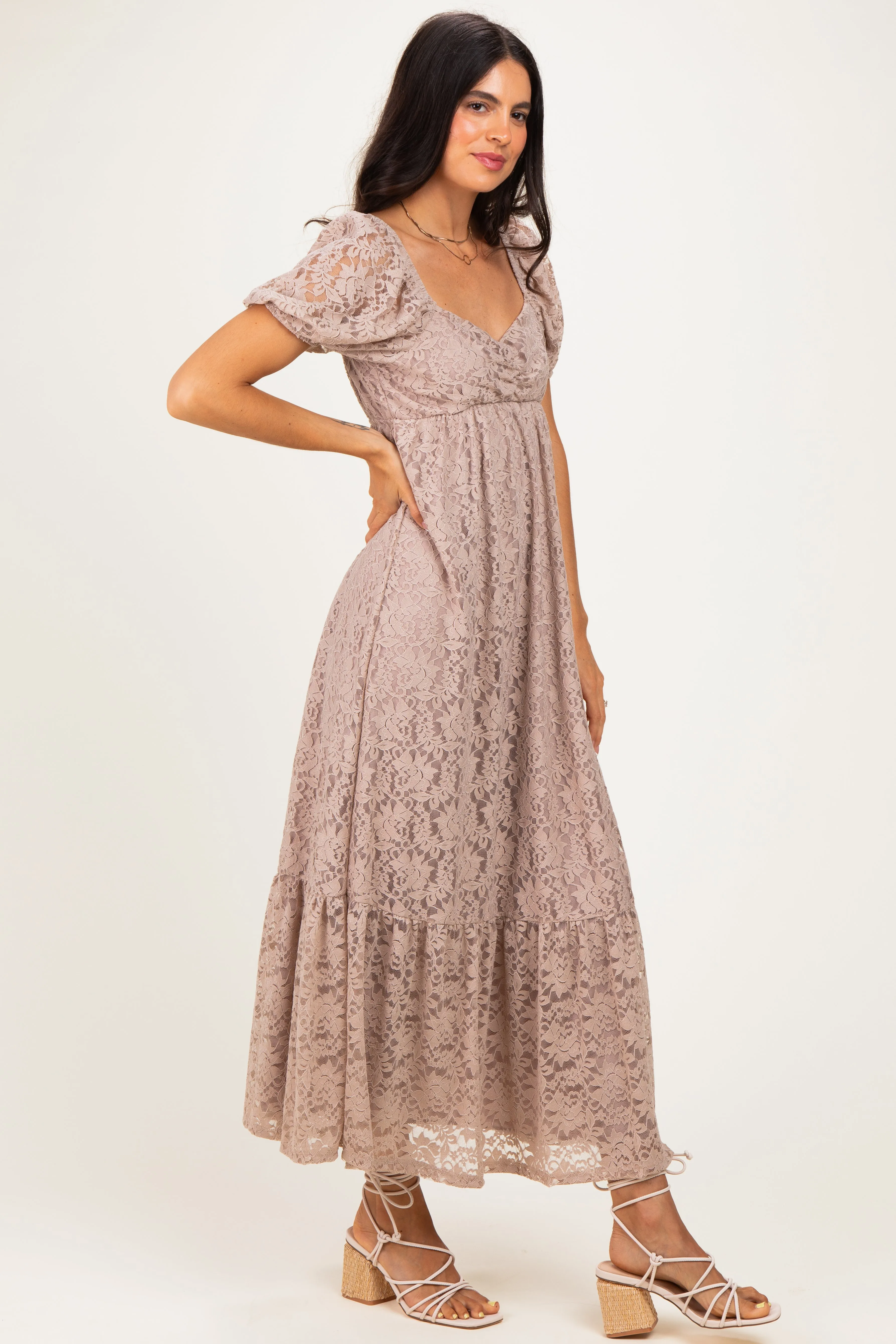 Mocha Lace Maxi Dress sold by Pinkblush product image thumbnail 2