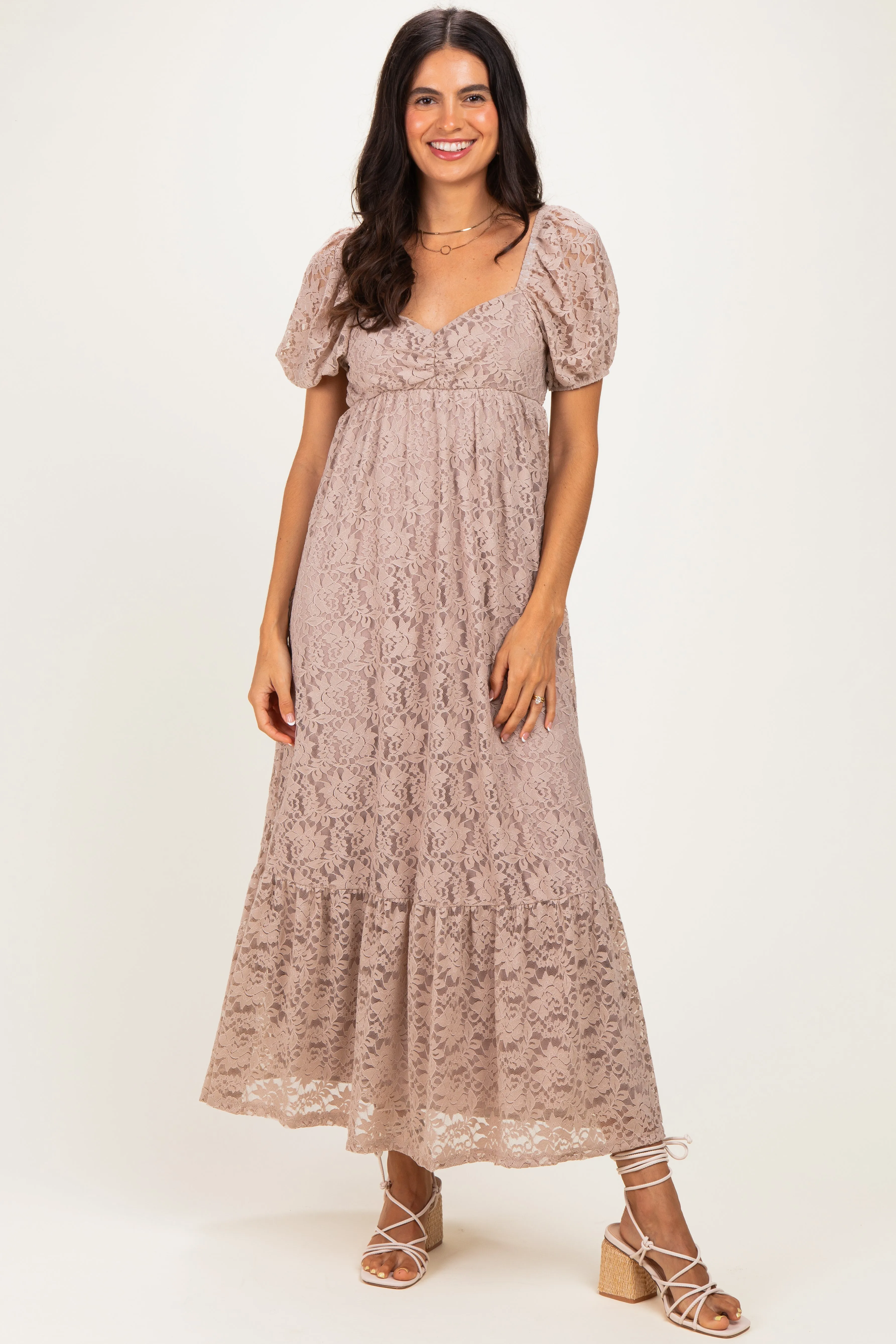 Mocha Lace Maxi Dress sold by Pinkblush