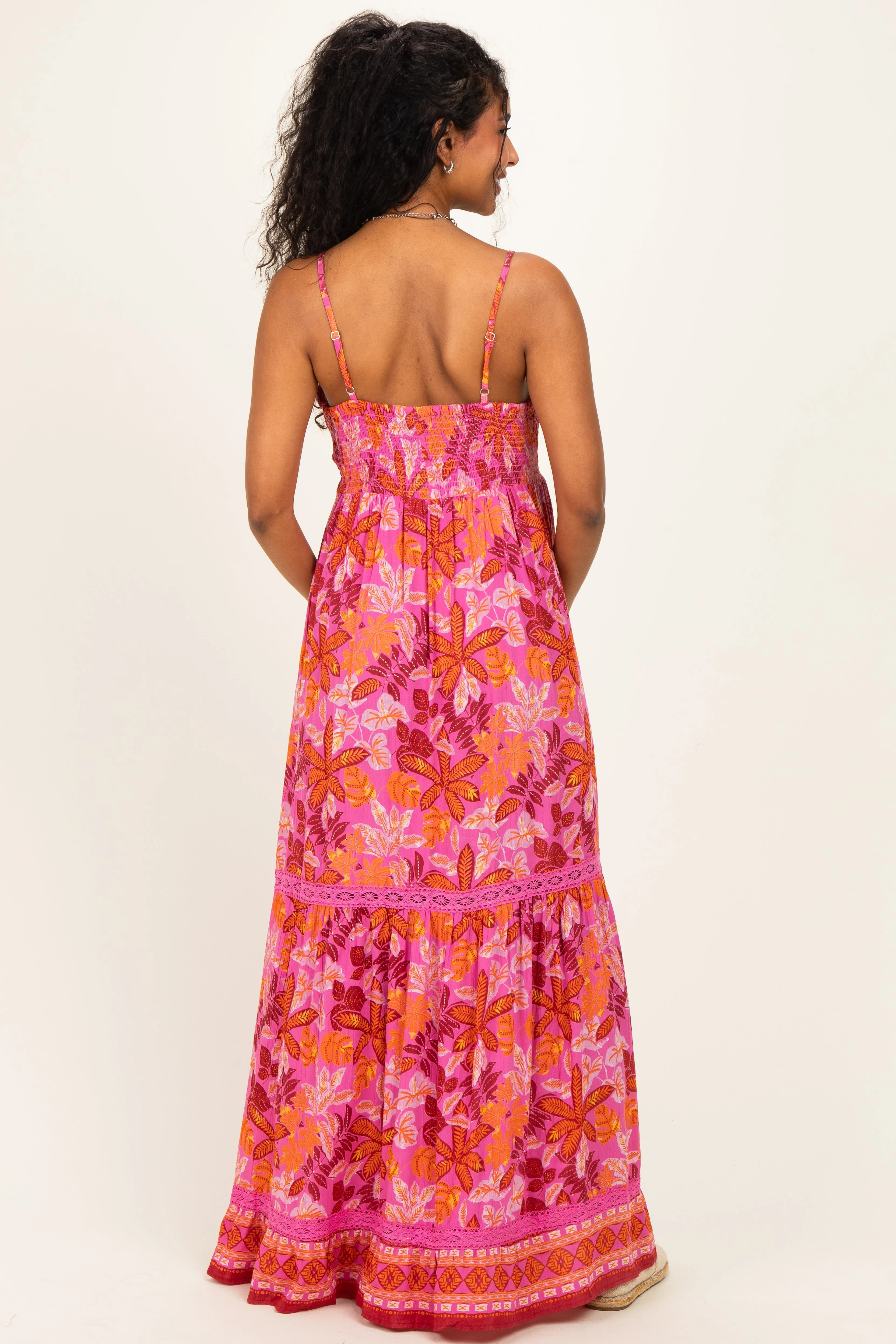 Fuchsia Floral Lace Trim Maternity Maxi Dress sold by Pinkblush product image thumbnail 4