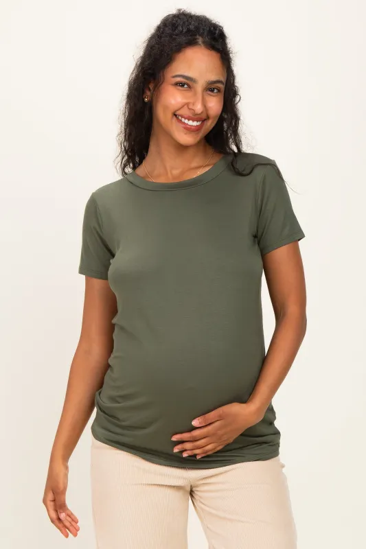 Sage Basic Short Sleeve Maternity Top made by Pinkblush