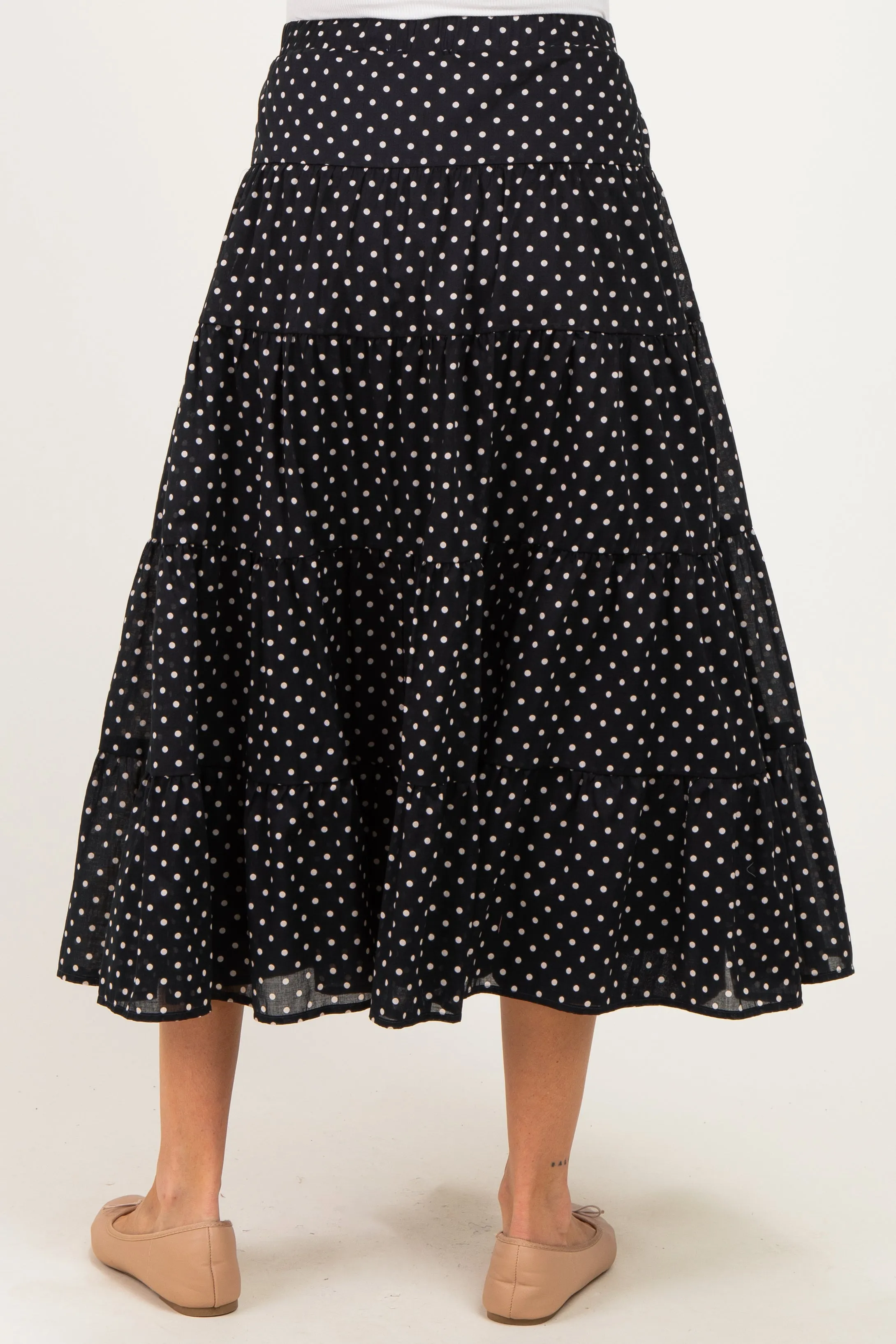 Black Polka Dot Tiered Maternity Maxi Skirt sold by Pinkblush product image thumbnail 5