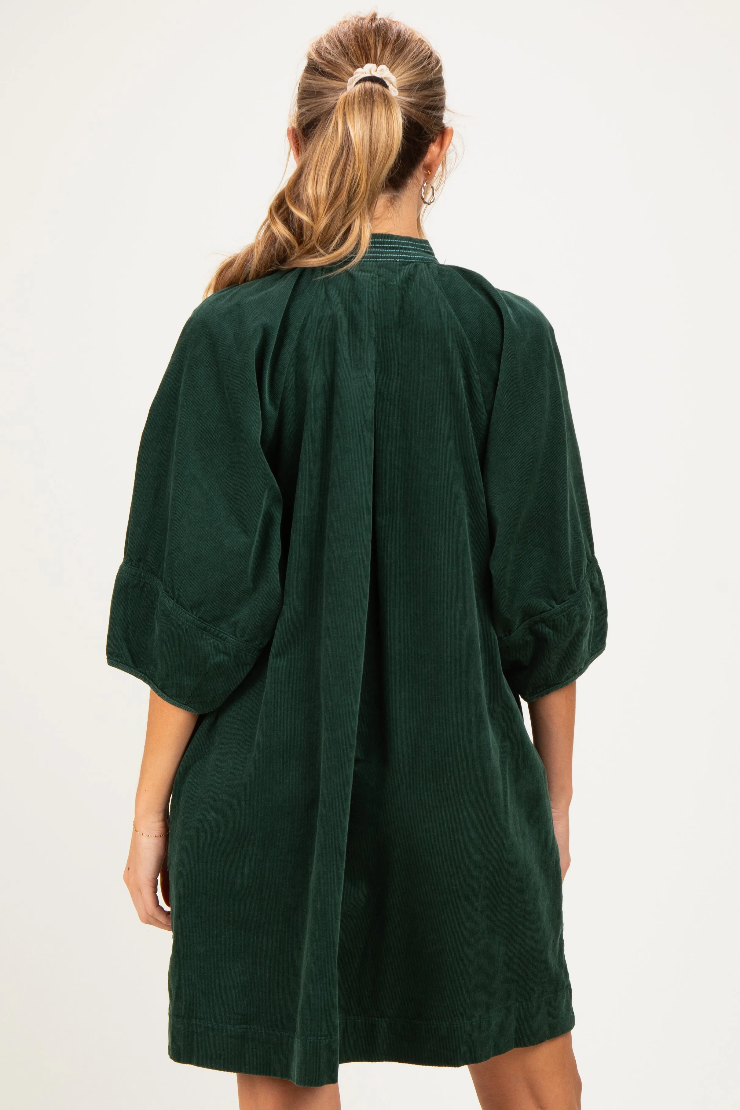 Forest Green Corduroy Contrast Stitched Maternity Dress sold by Pinkblush product image thumbnail 3