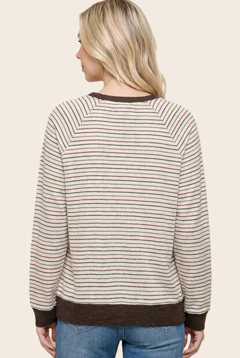 Brown Muticolor Striped Long Sleeve Top sold by Pinkblush product image thumbnail 3