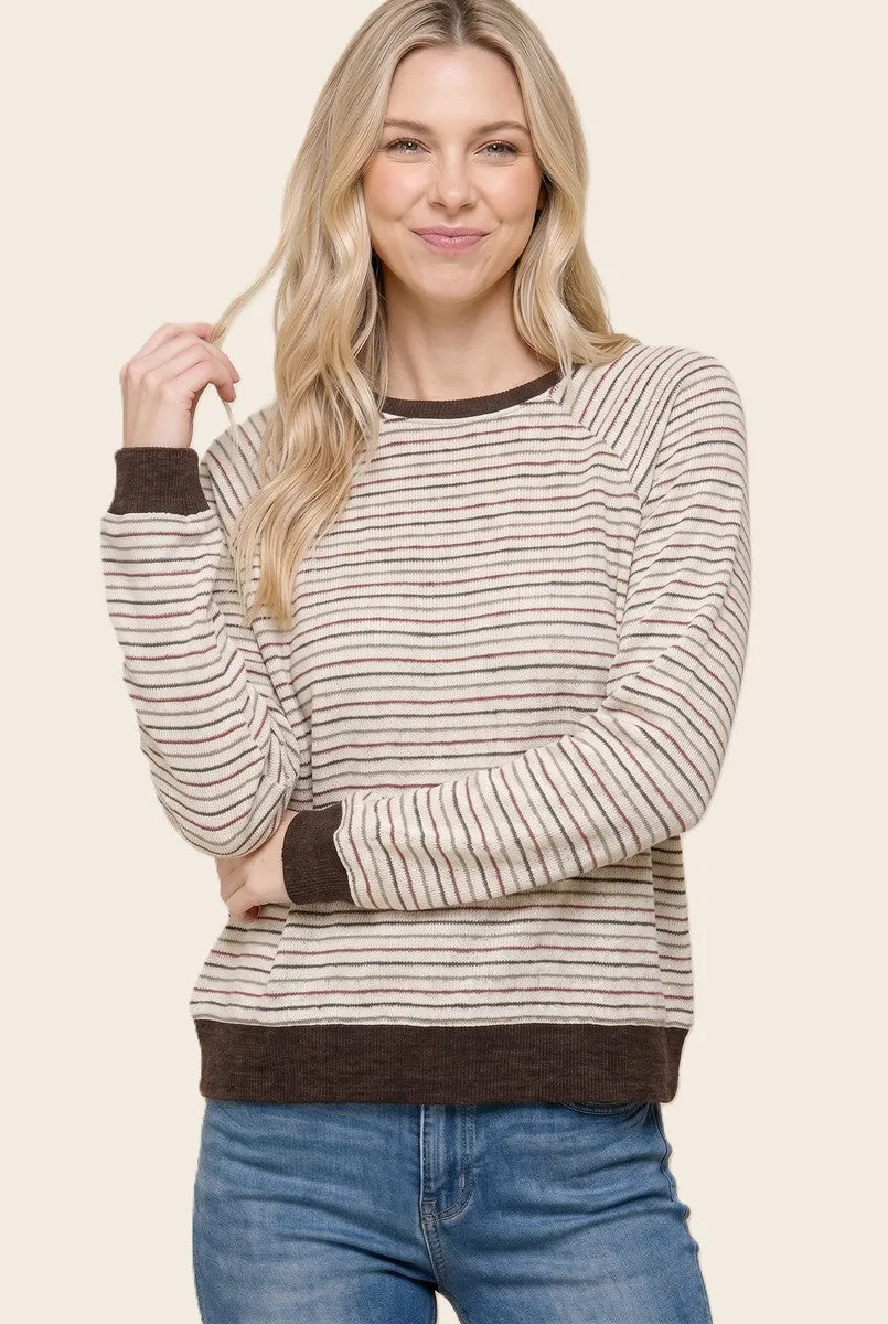 Brown Muticolor Striped Long Sleeve Top sold by Pinkblush product image thumbnail 2