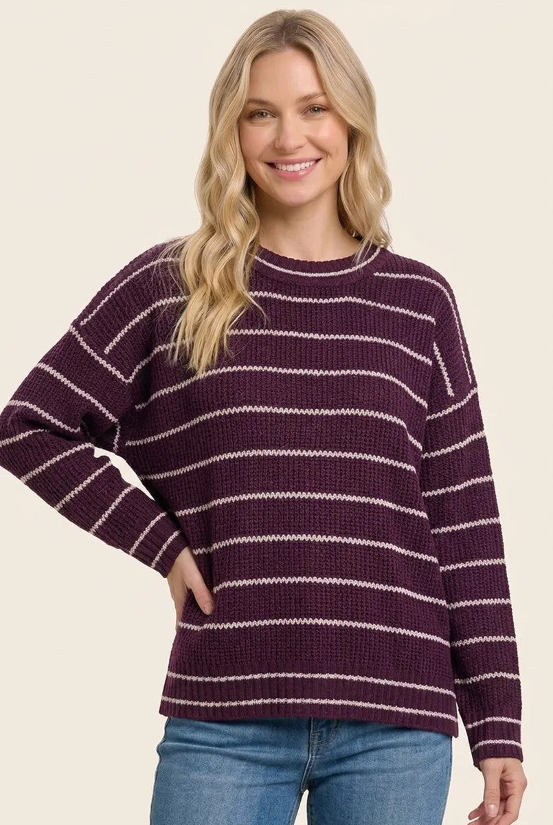 Dark Plum Striped Sweater sold by Pinkblush product image thumbnail 2