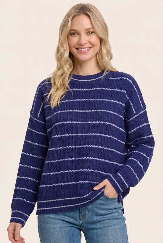 Light Navy Striped Sweater made by Staccato