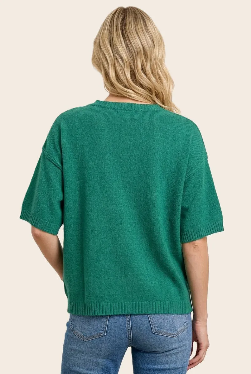 Green Basic Short Sleeve Sweater Top sold by Pinkblush product image thumbnail 2