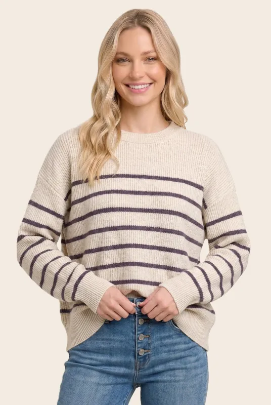 Purple Striped Basic Sweater made by Staccato