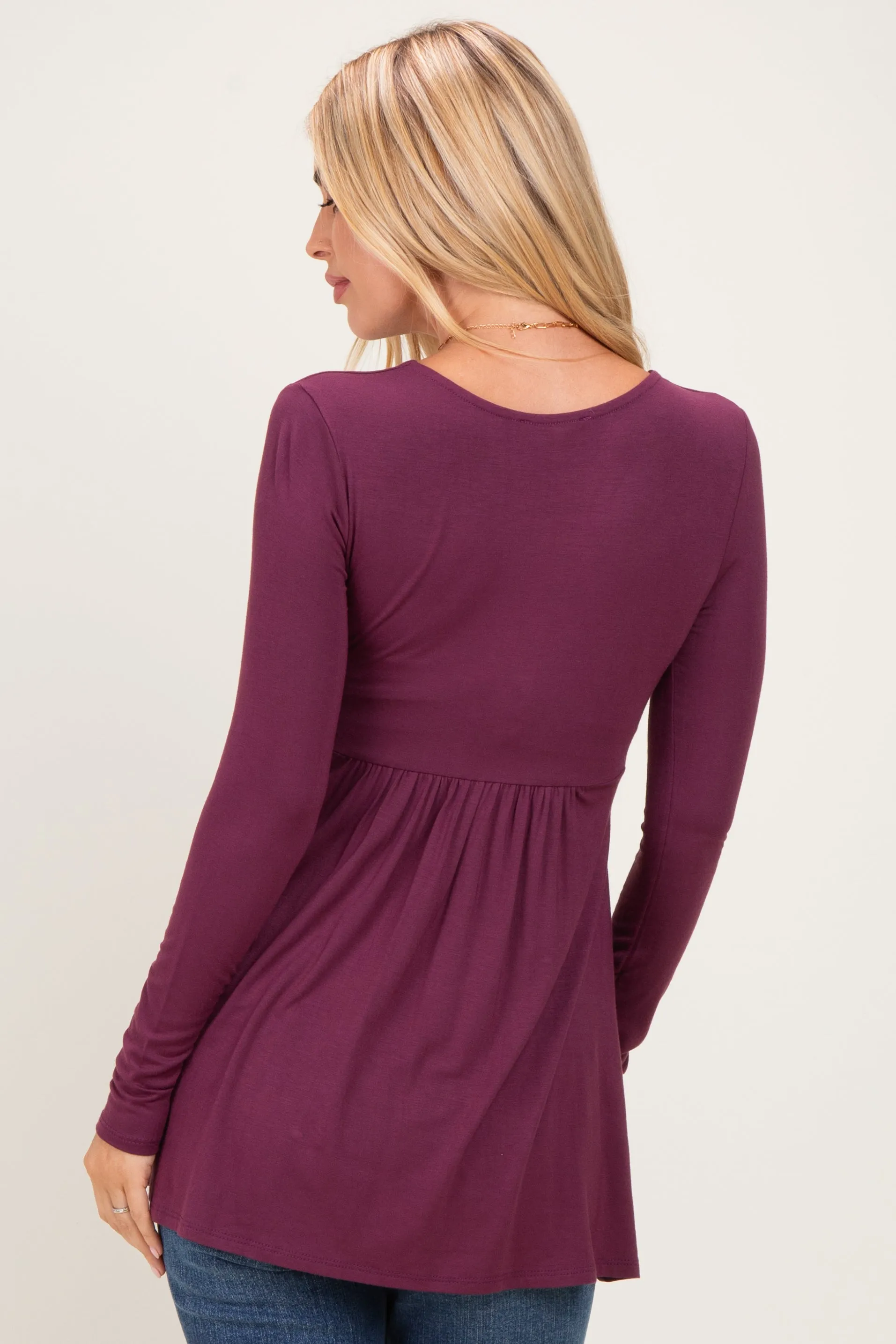 PinkBlush Burgundy Long Sleeve Draped Front Nursing Top sold by Pinkblush product image thumbnail 5