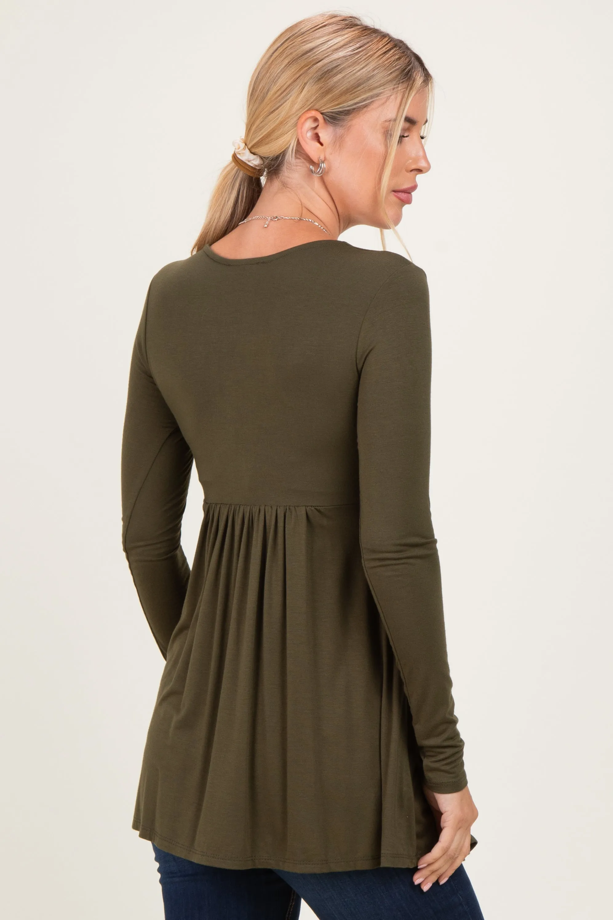 PinkBlush Olive Long Sleeve Draped Front Nursing Top sold by Pinkblush product image thumbnail 5