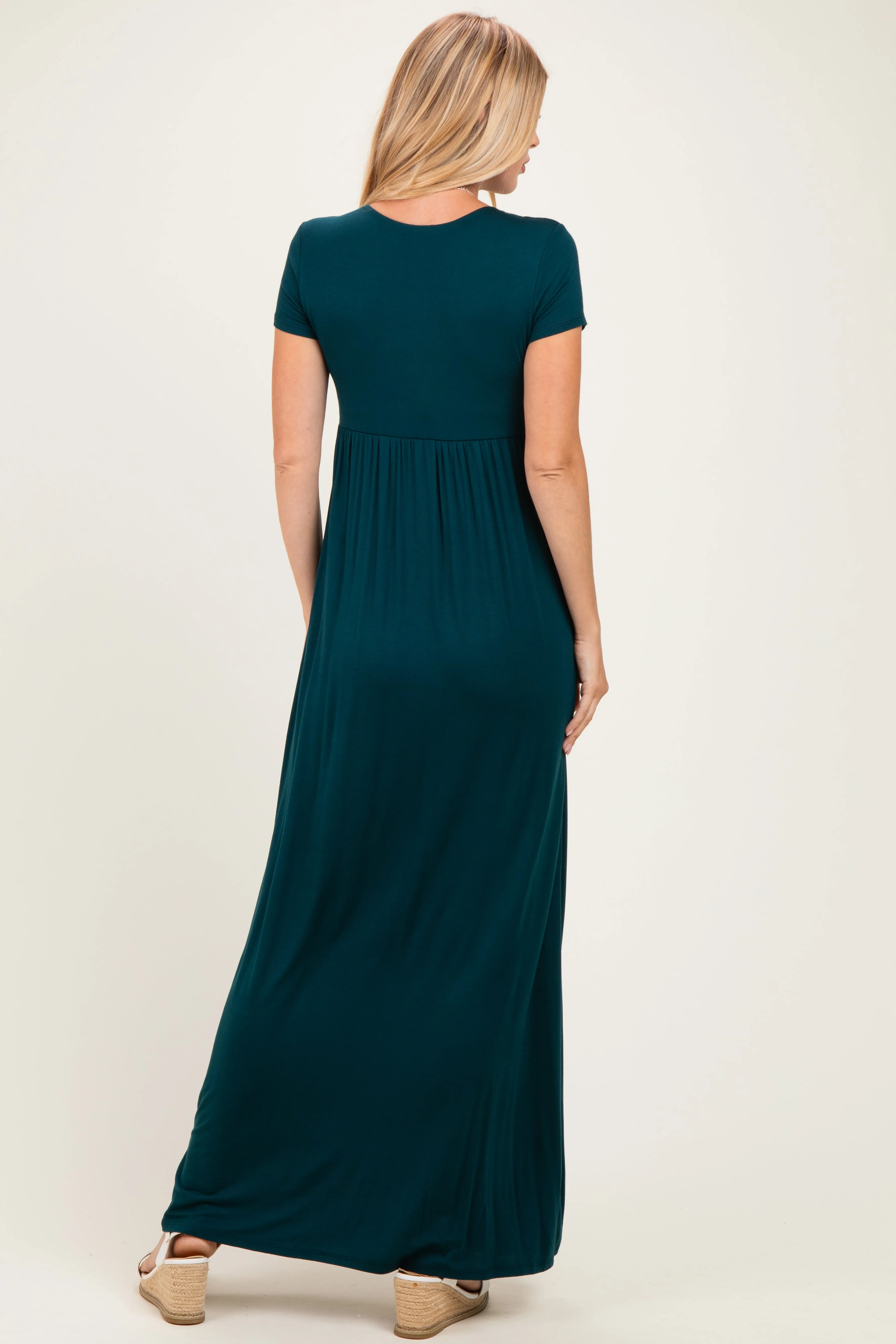 PinkBlush Hunter Green Draped Nursing Maxi Dress sold by Pinkblush product image thumbnail 4