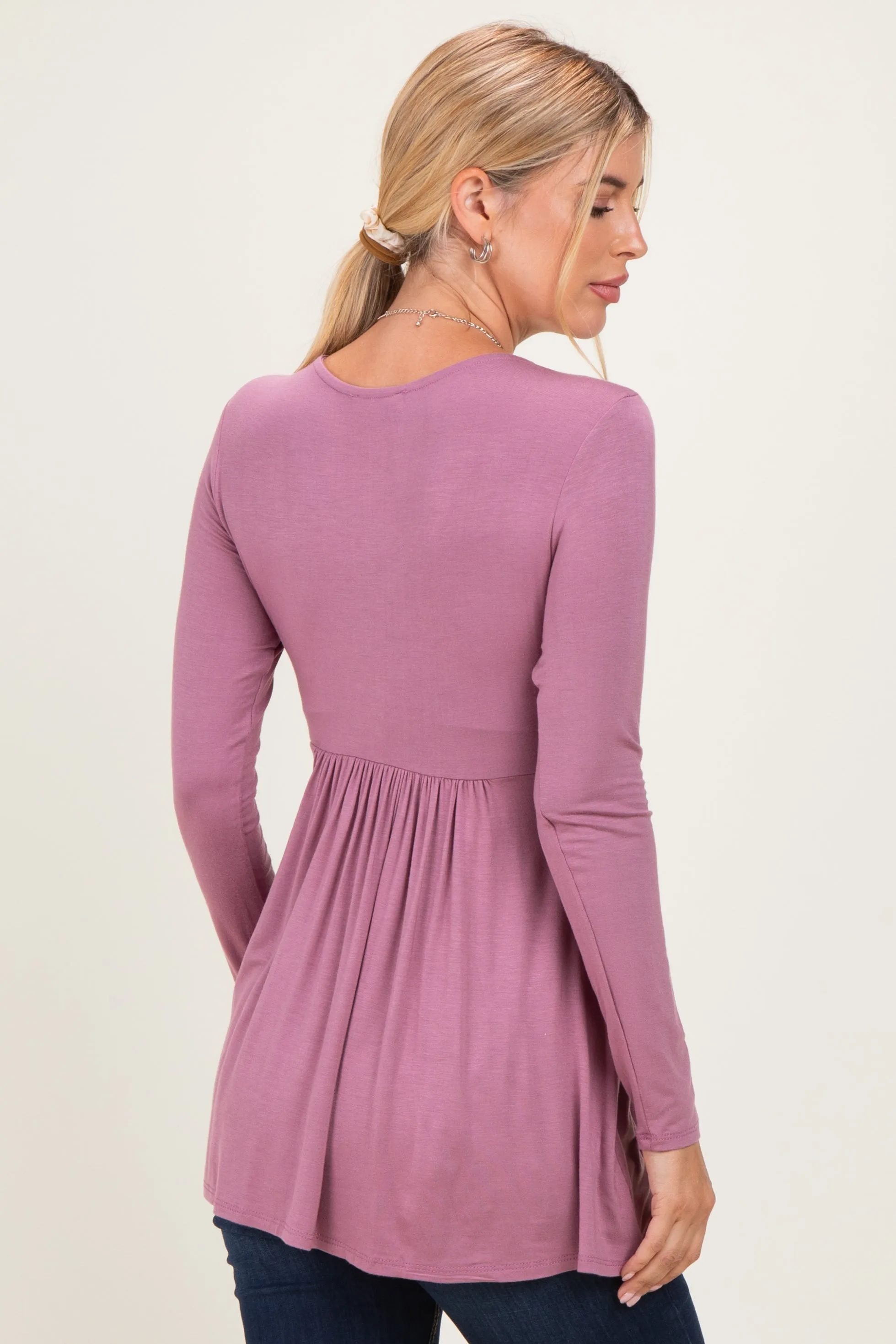 PinkBlush Mauve Long Sleeve Draped Front Nursing Top sold by Pinkblush product image thumbnail 5