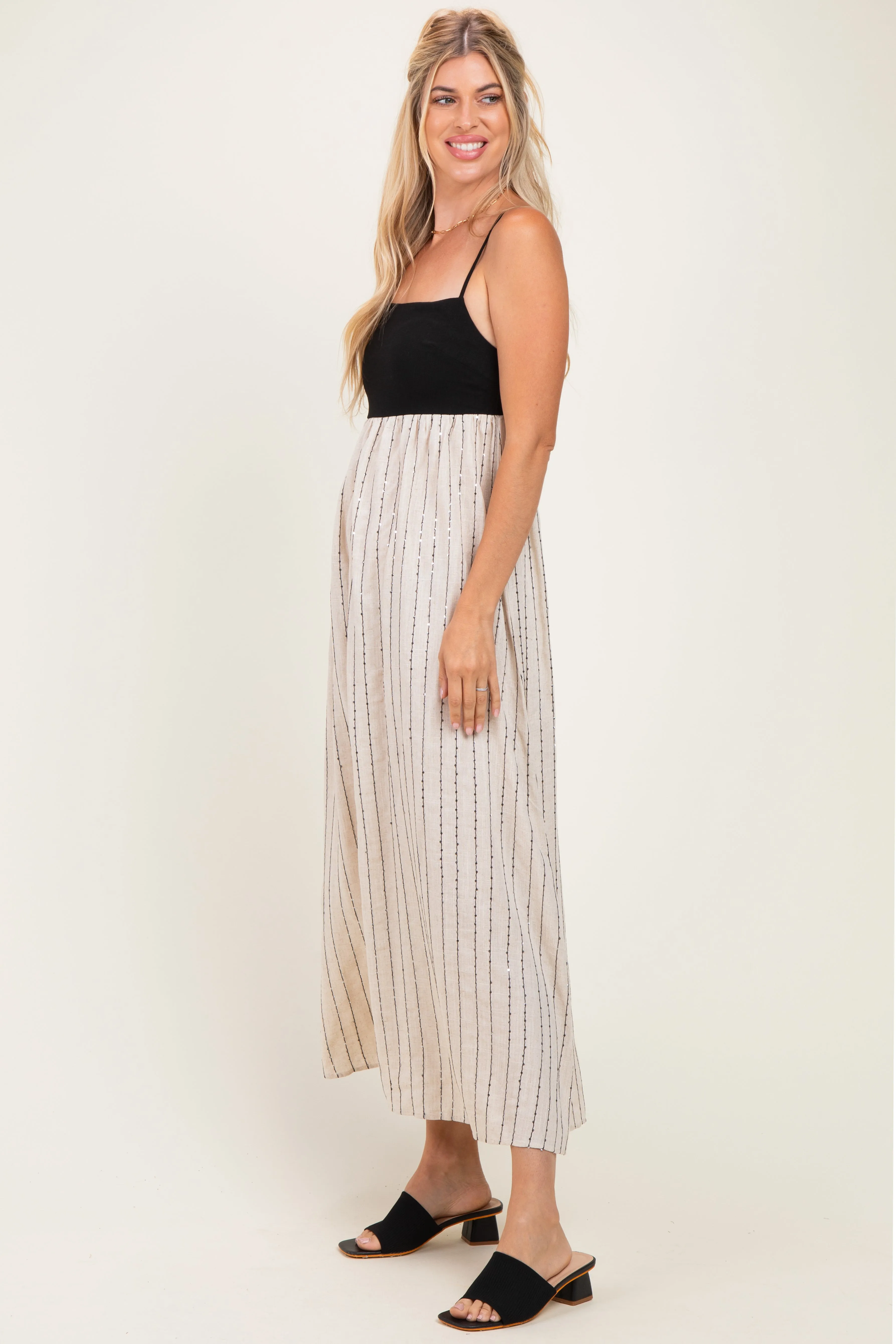 Black White Striped and Colorblock Maxi Dress sold by Pinkblush product image thumbnail 2