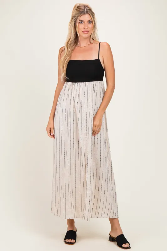 Black White Striped and Colorblock Maxi Dress made by Lalavon