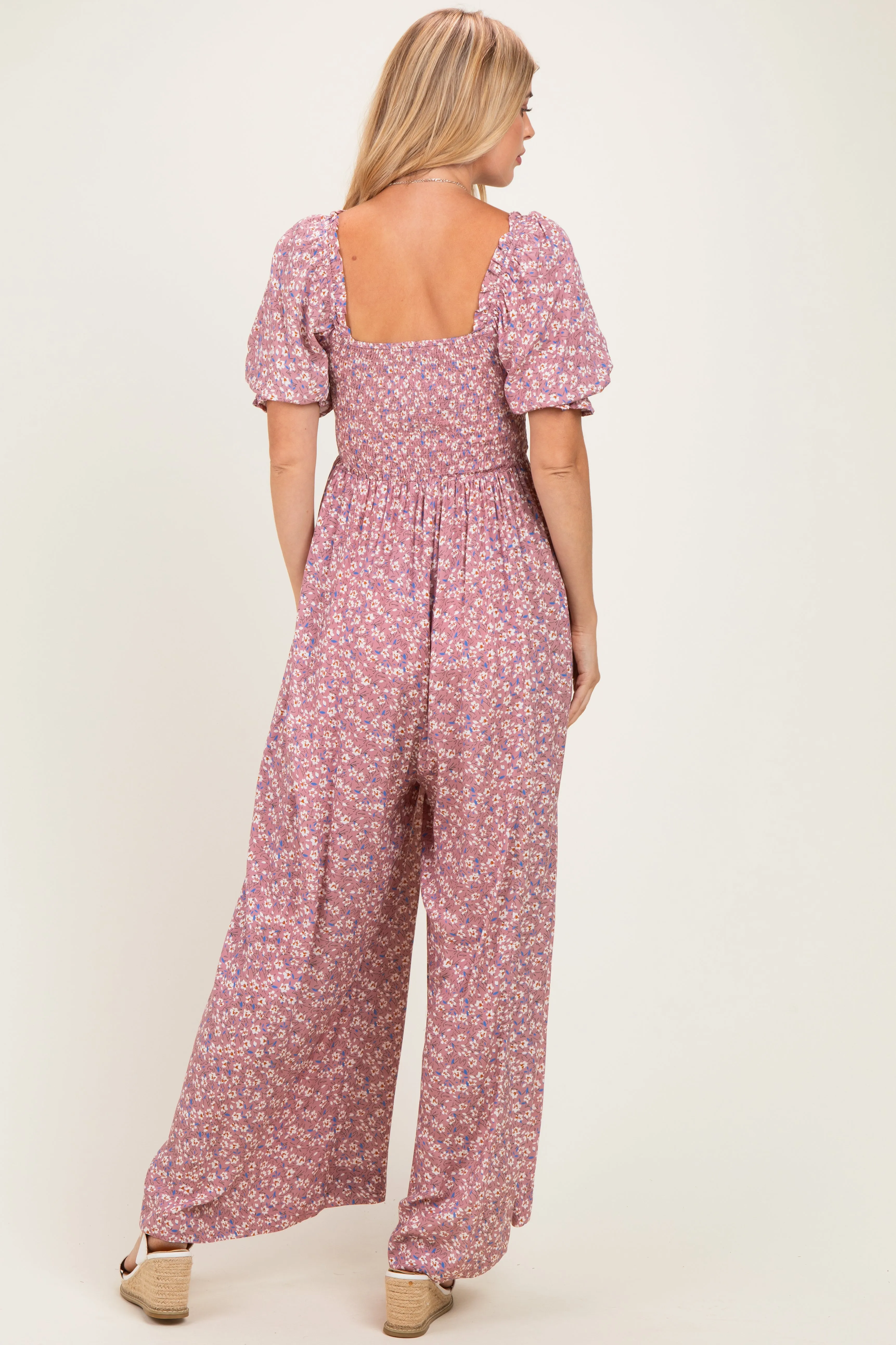 Dusty Pink Floral Wide Leg Jumpsuit sold by Pinkblush product image thumbnail 3