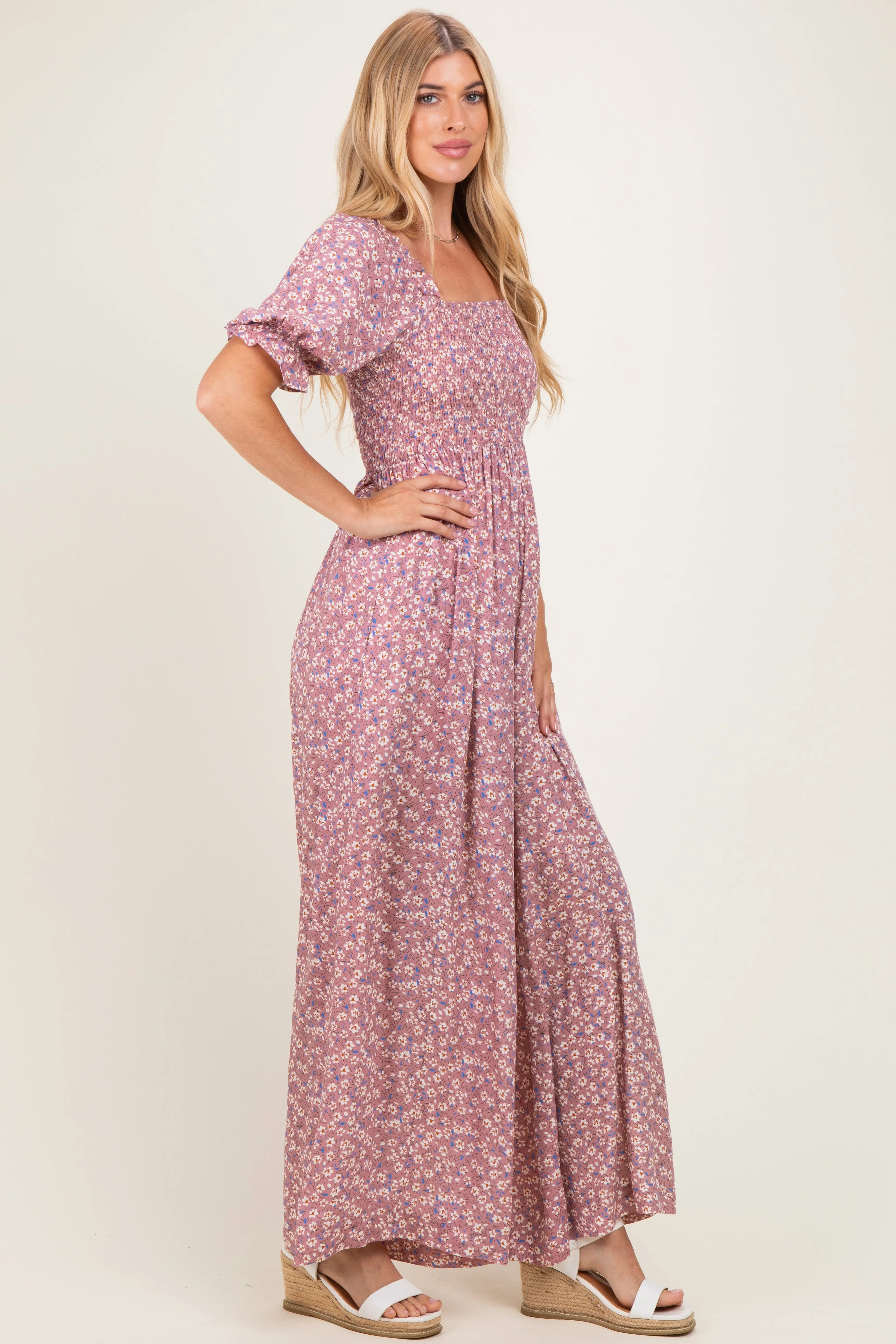 Dusty Pink Floral Wide Leg Jumpsuit sold by Pinkblush product image thumbnail 2