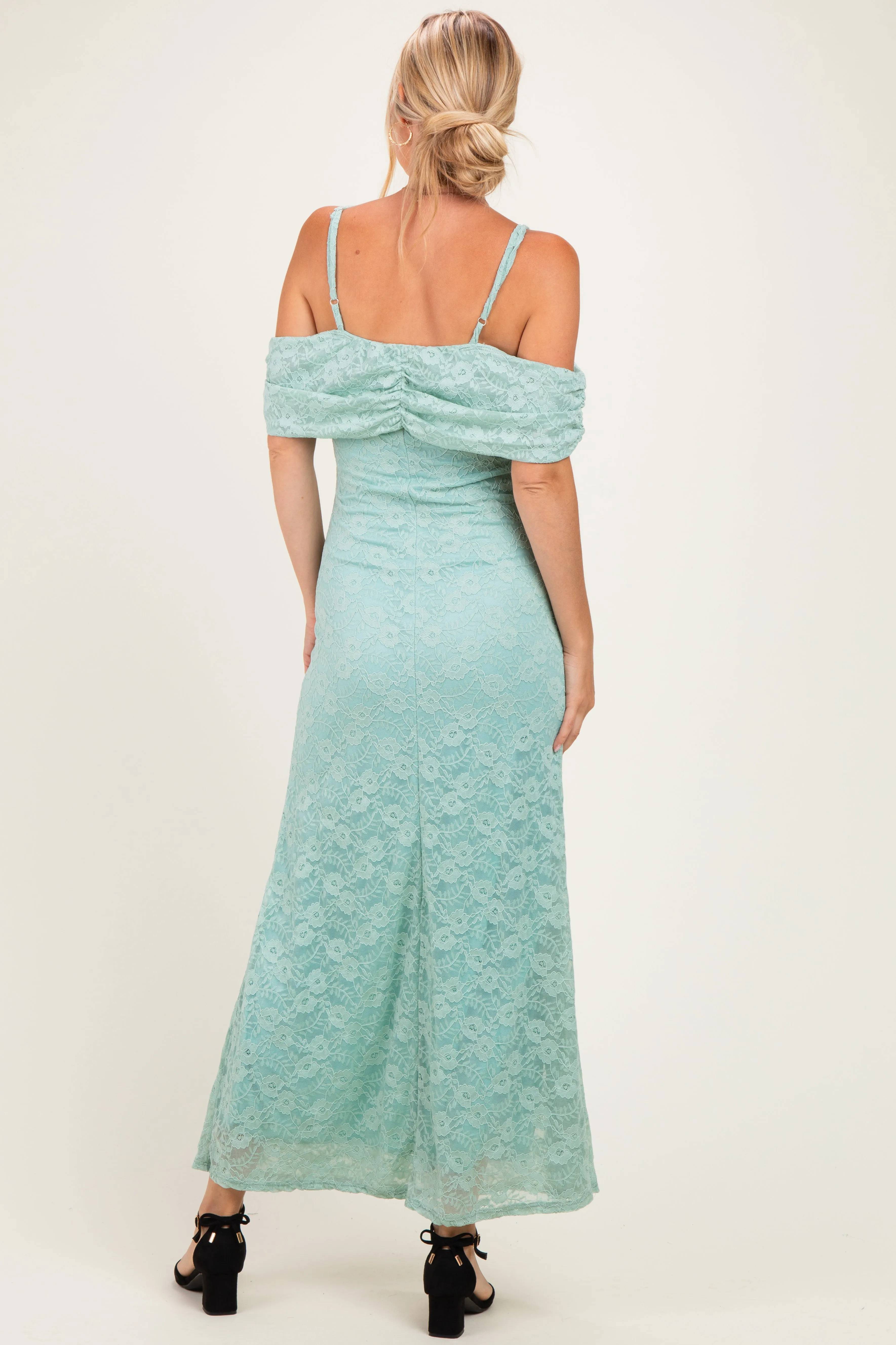 Seafoam Lace Off Shoulder Maxi Dress sold by Pinkblush product image thumbnail 3