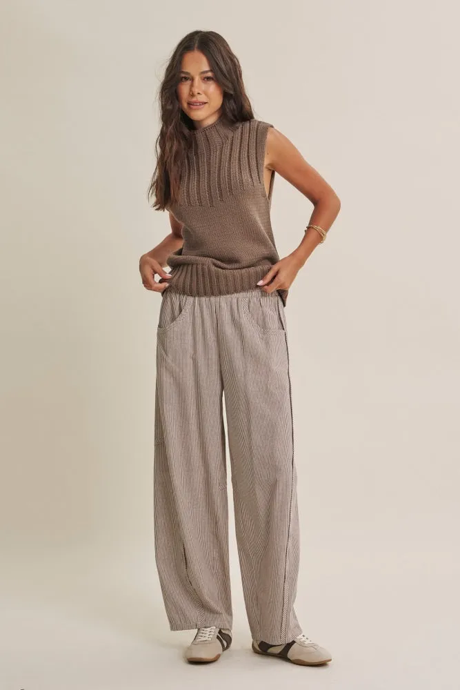 Chocolate Striped Cotton Barrel Leg Maternity Pants sold by Pinkblush product image thumbnail 5