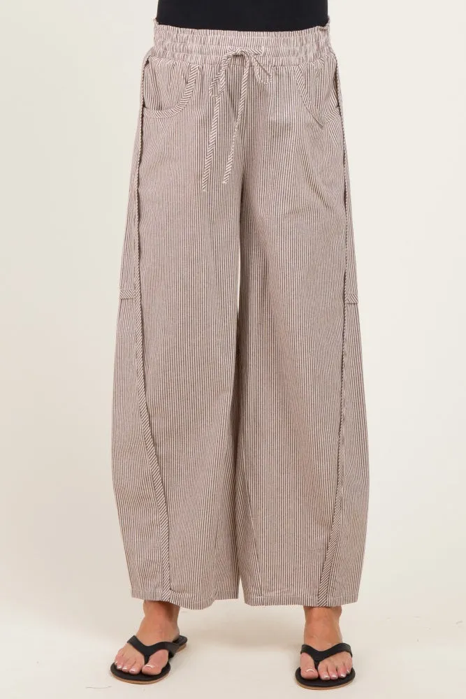 Chocolate Striped Cotton Barrel Leg Maternity Pants sold by Pinkblush product image thumbnail 2