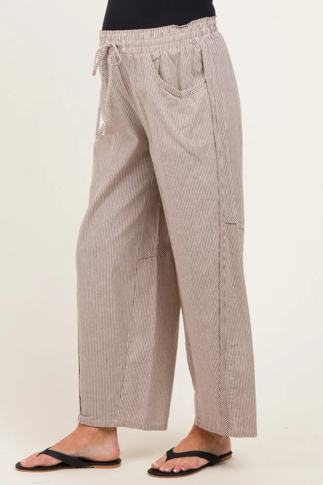 Chocolate Striped Cotton Barrel Leg Maternity Pants sold by Pinkblush product image thumbnail 3