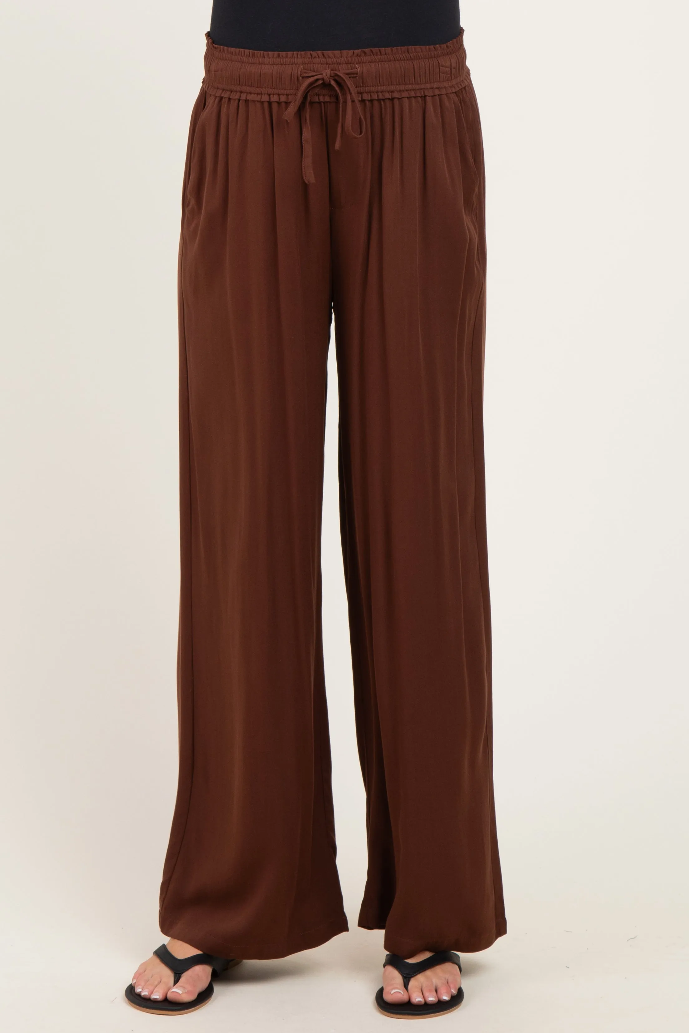 Brown Drawstring Waistband Maternity Pants sold by Pinkblush product image thumbnail 2