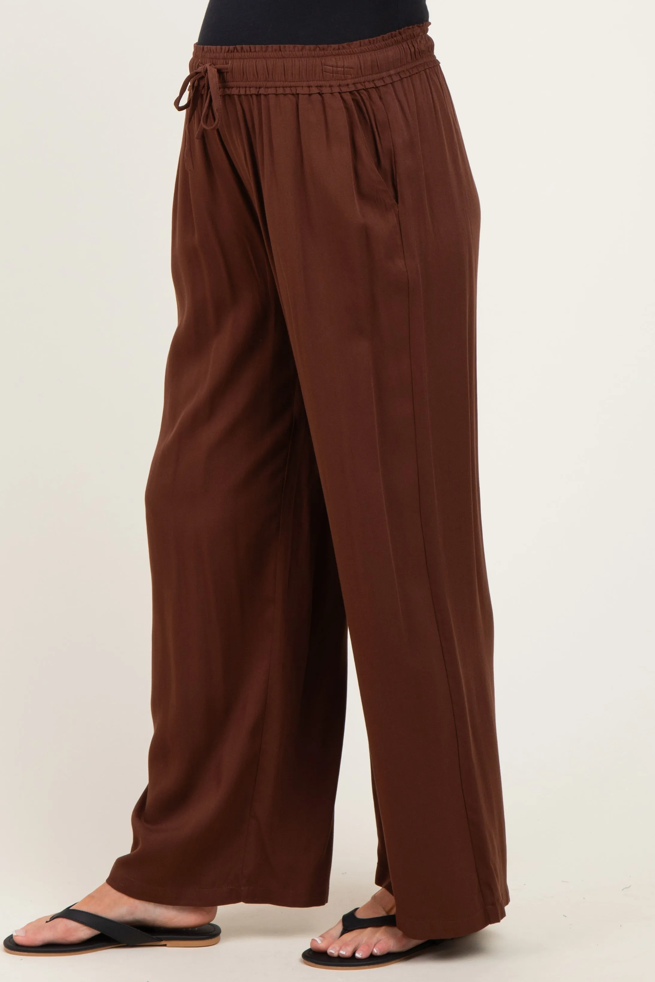 Brown Drawstring Waistband Maternity Pants sold by Pinkblush product image thumbnail 3