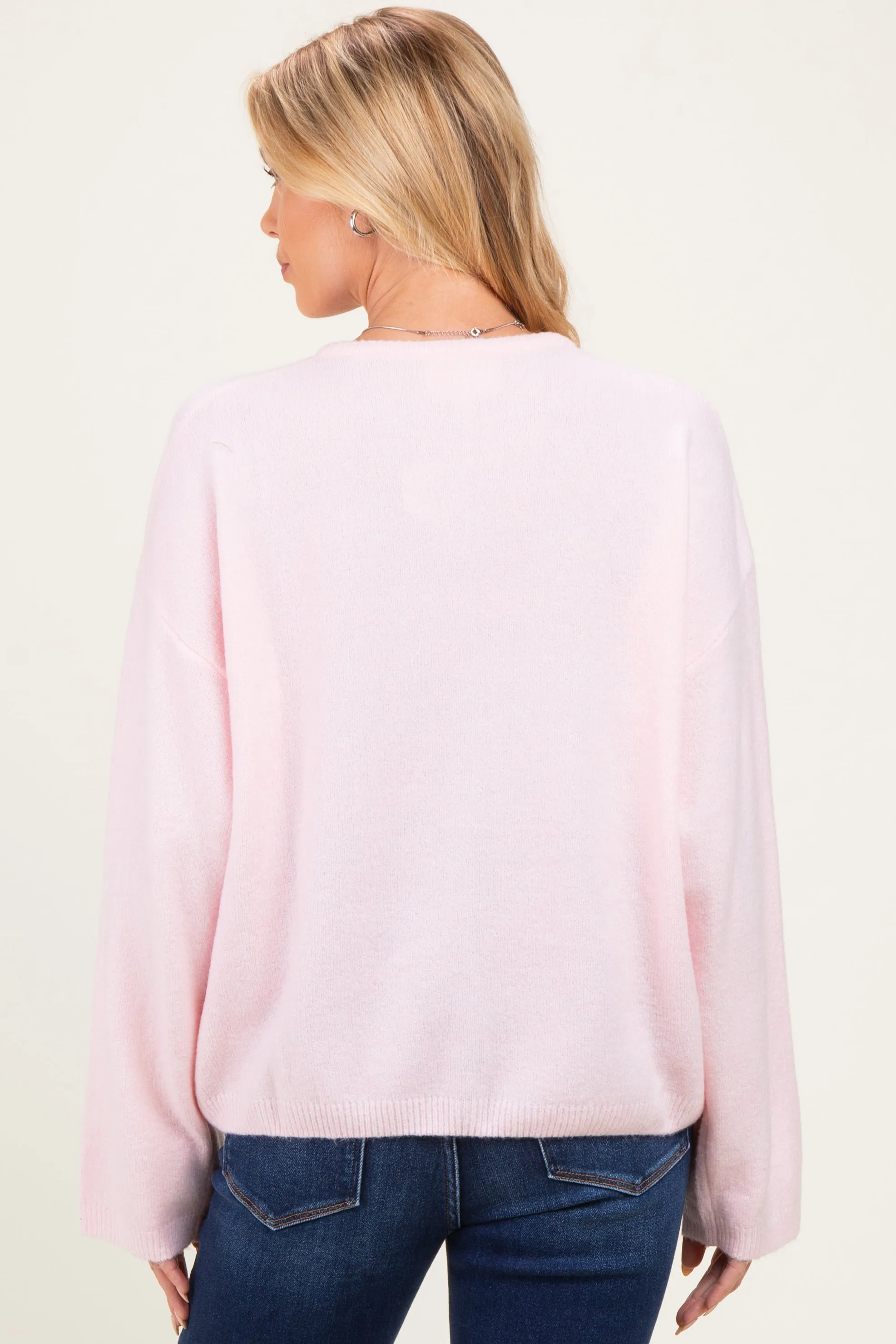 Light Pink Long Sleeve Crew Neck Maternity Cardigan sold by Pinkblush product image thumbnail 4
