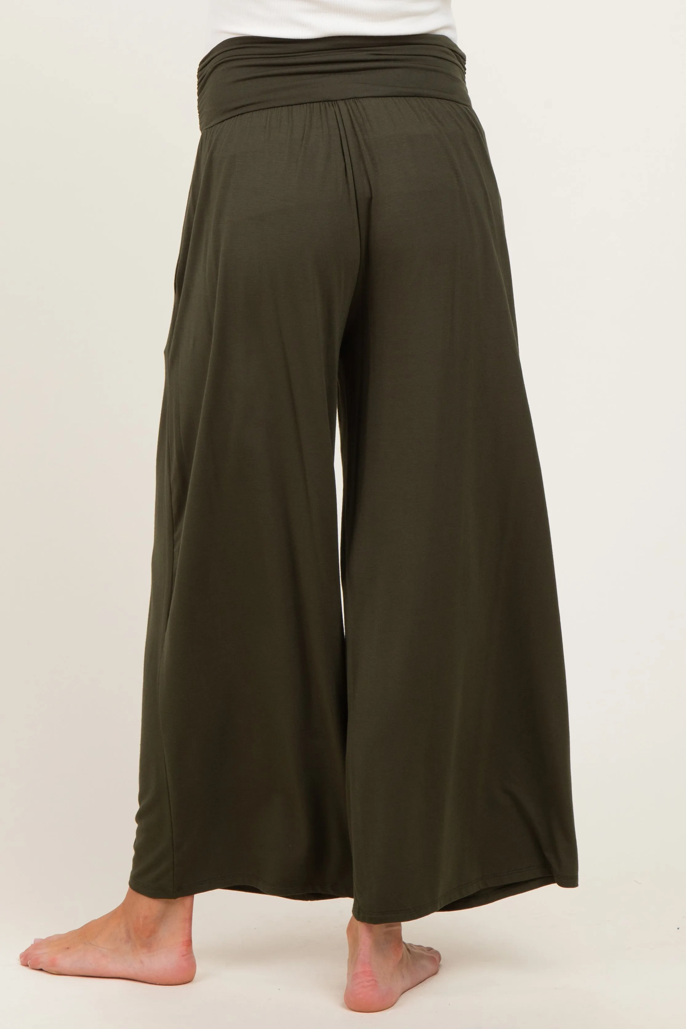 Olive Wide Waist Band Maternity Wide Leg Maternity Pants sold by Pinkblush product image thumbnail 4