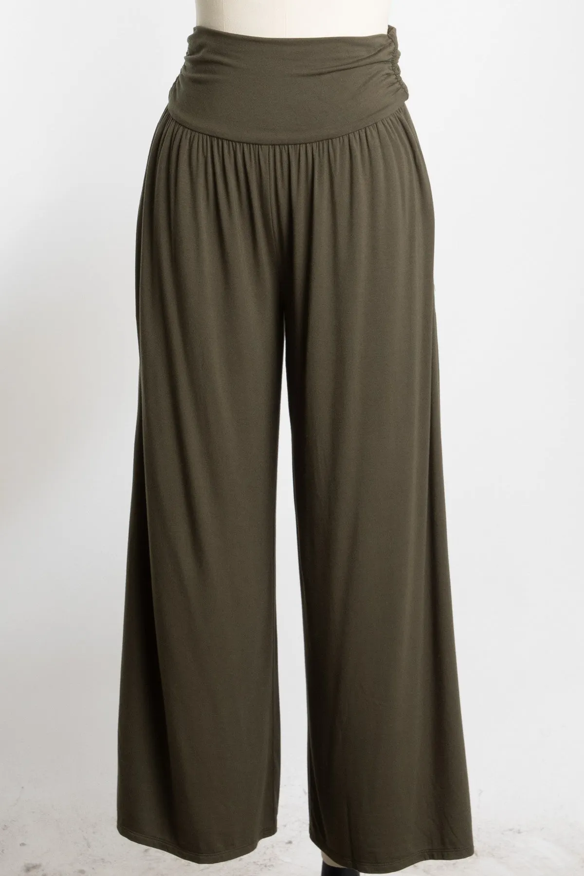 Olive Wide Waist Band Maternity Wide Leg Maternity Pants sold by Pinkblush product image thumbnail 5