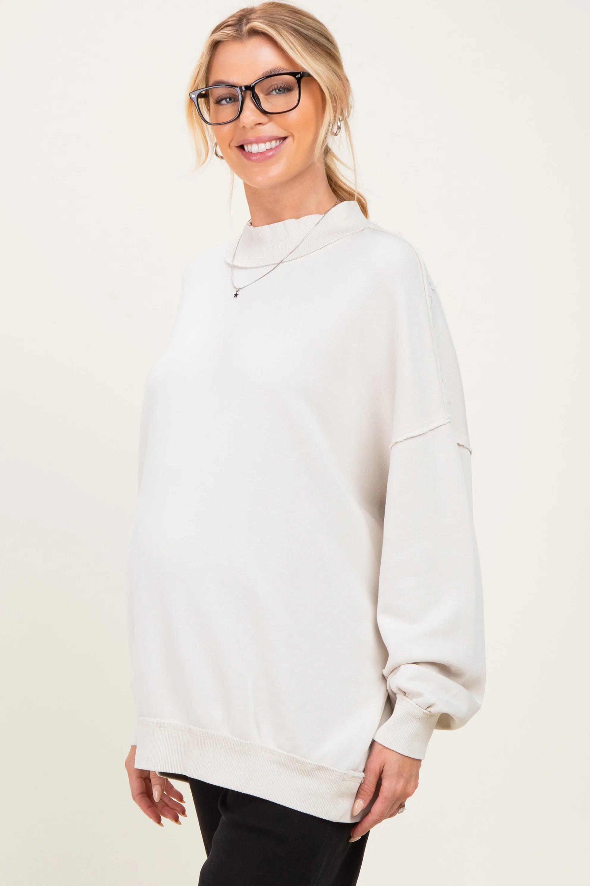 Ivory Oversized High Neck Maternity Sweatshirt sold by Pinkblush product image thumbnail 2