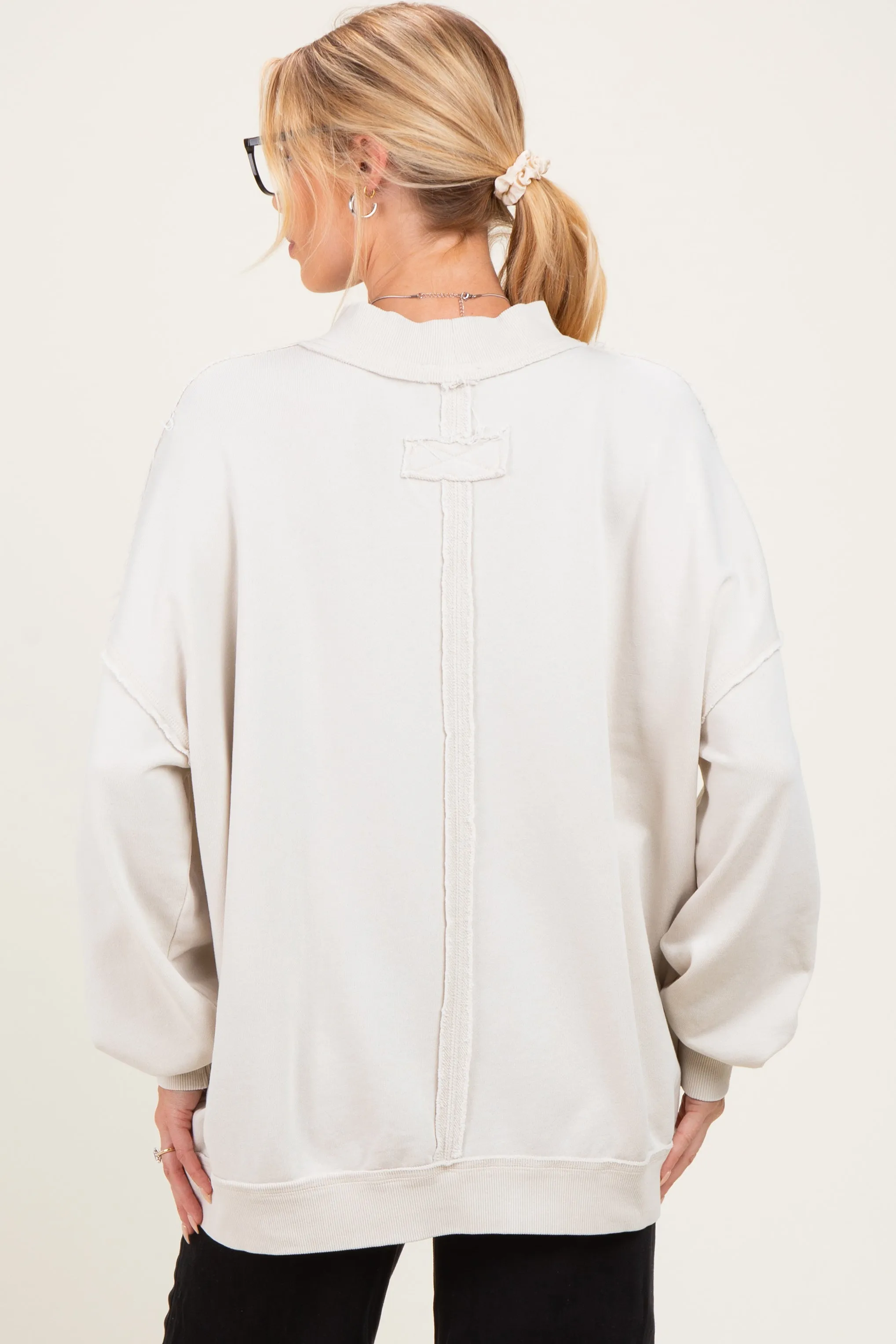 Ivory Oversized High Neck Maternity Sweatshirt sold by Pinkblush product image thumbnail 3