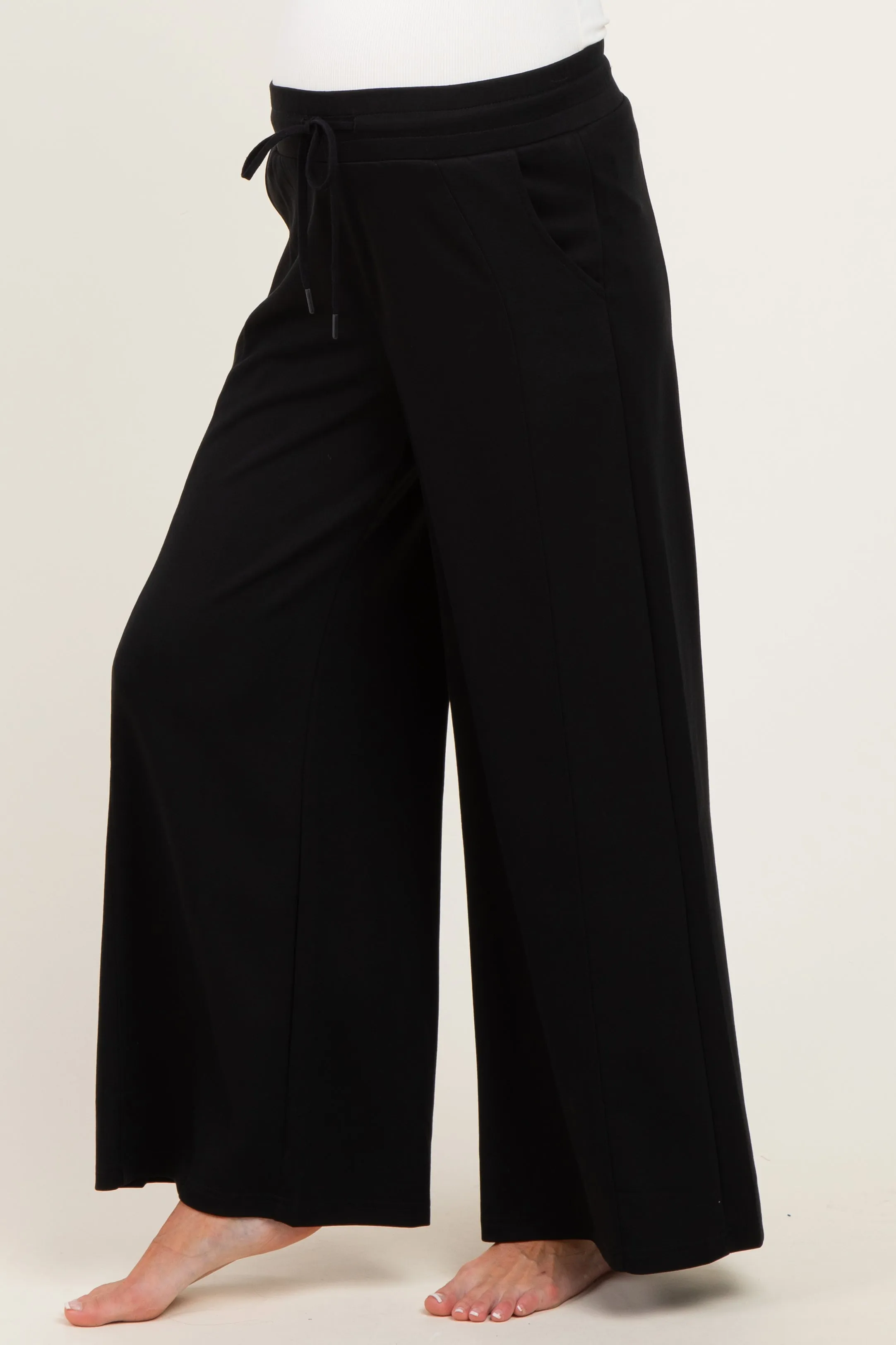 Black Drawstring Maternity Lounge Pants sold by Pinkblush product image thumbnail 4