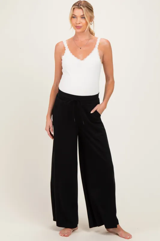 Black Drawstring Maternity Lounge Pants made by Umgee