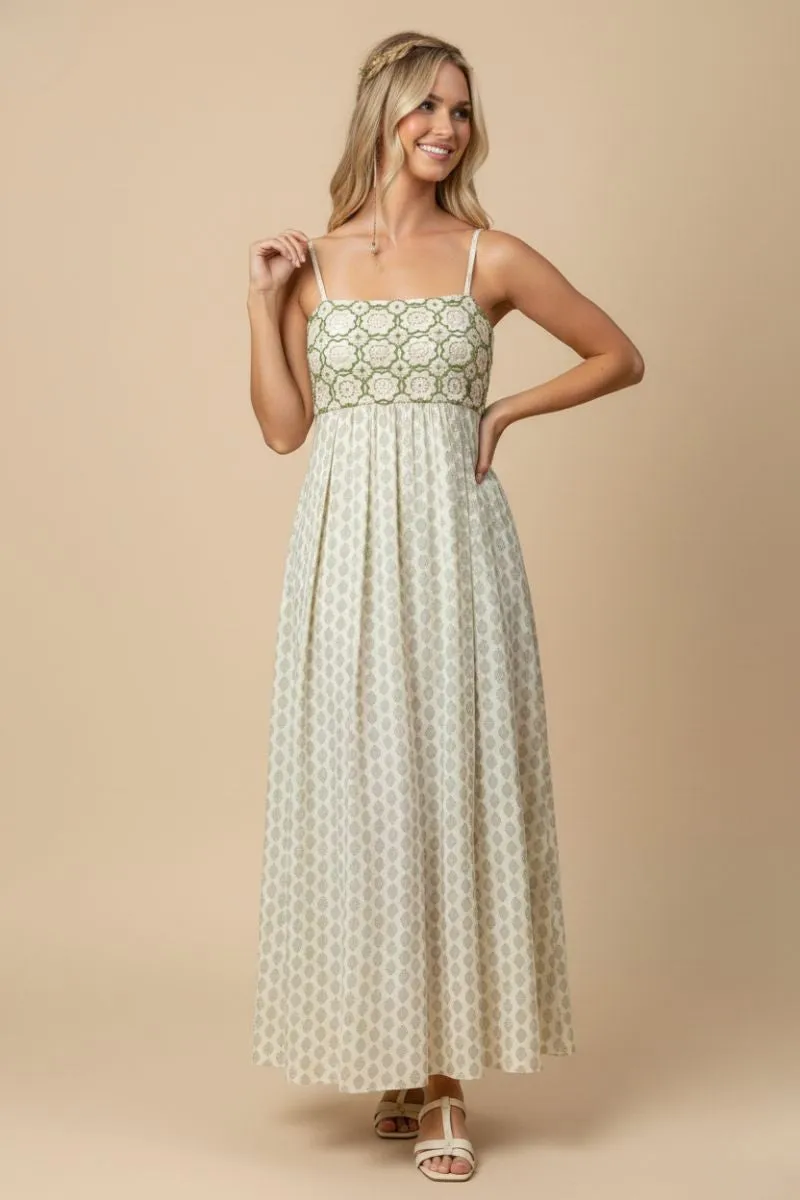 Green Floral Crochet Bodice Maternity Maxi Dress sold by Pinkblush product image thumbnail 4