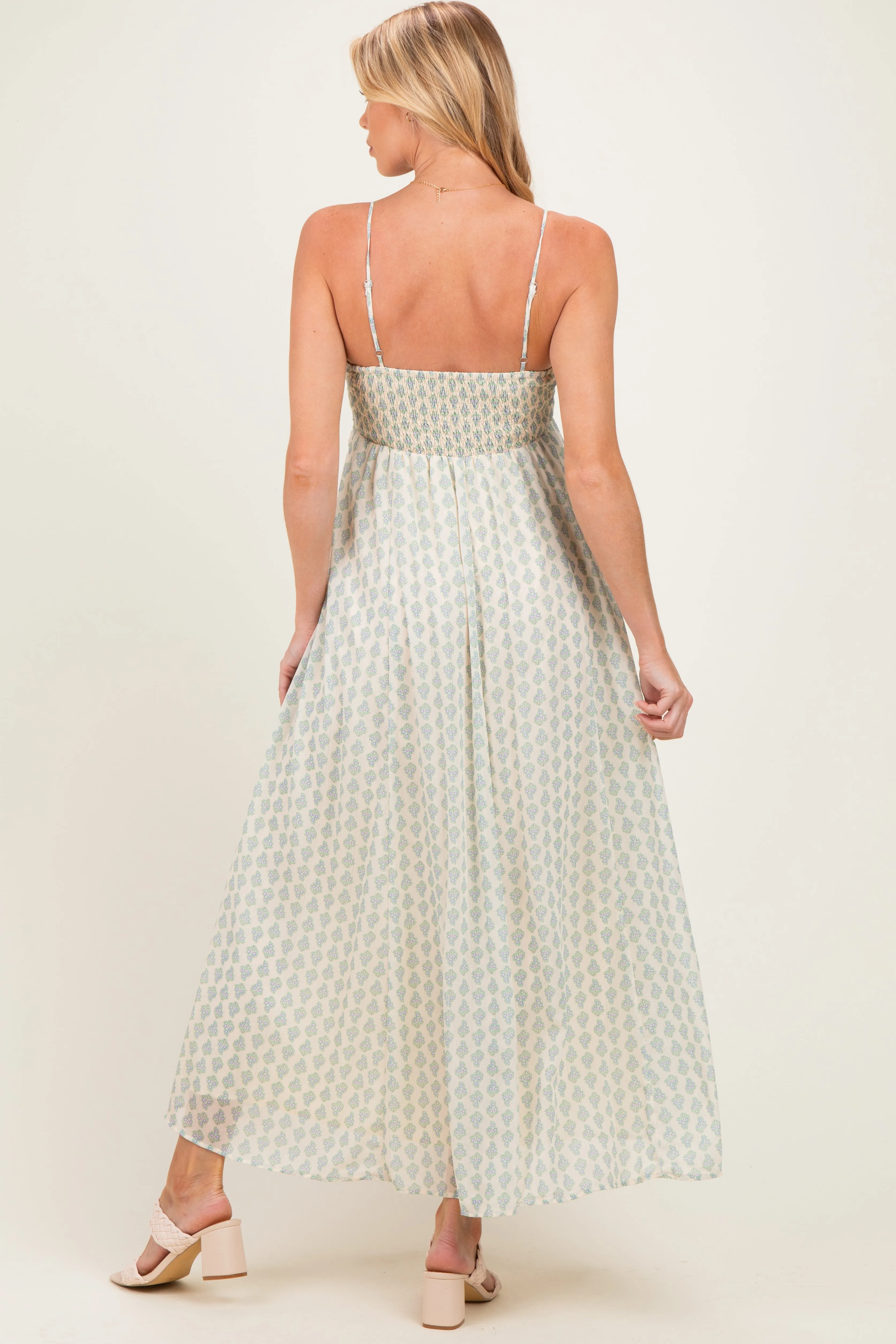 Green Floral Crochet Bodice Maternity Maxi Dress sold by Pinkblush product image thumbnail 3