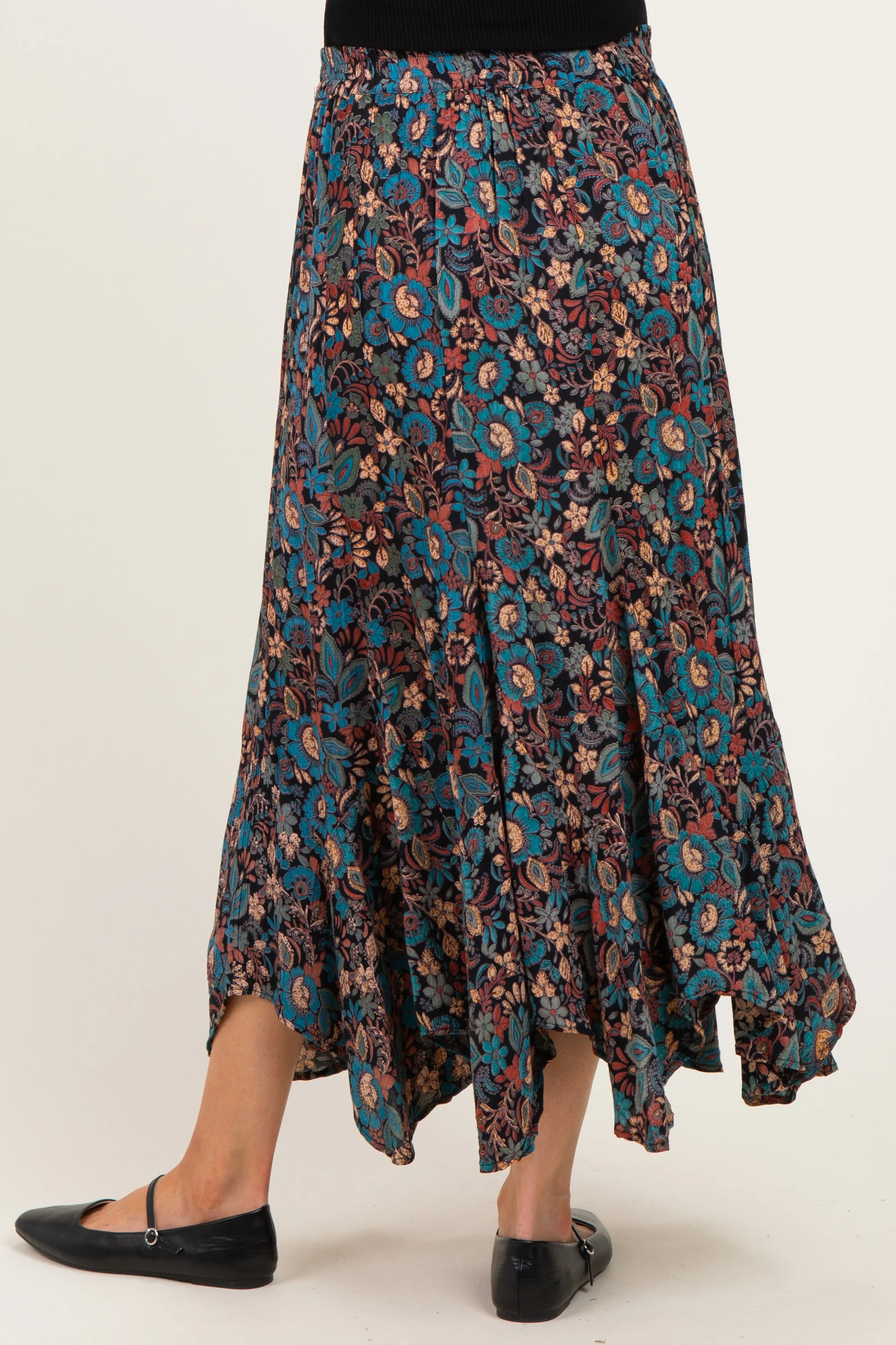Black Floral Ruffle Hem Maternity Maxi Skirt sold by Pinkblush product image thumbnail 4