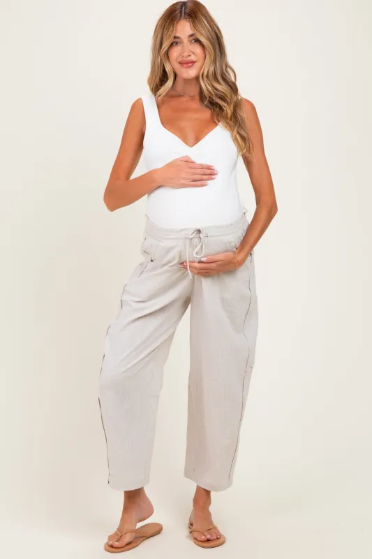 Grey Textured Maternity Pants made by Pinkblush