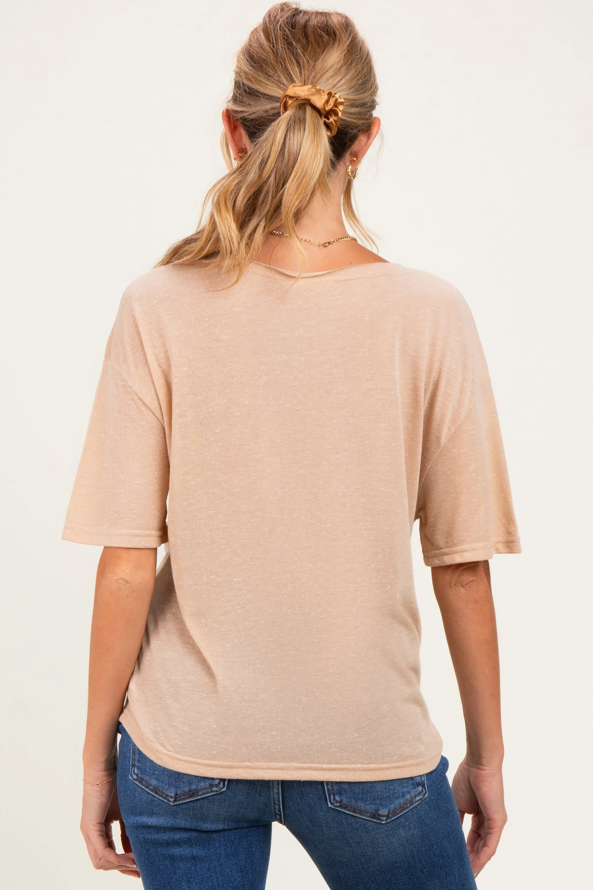 Latte Relaxed Fit Short Sleeve Maternity Top sold by Pinkblush product image thumbnail 3
