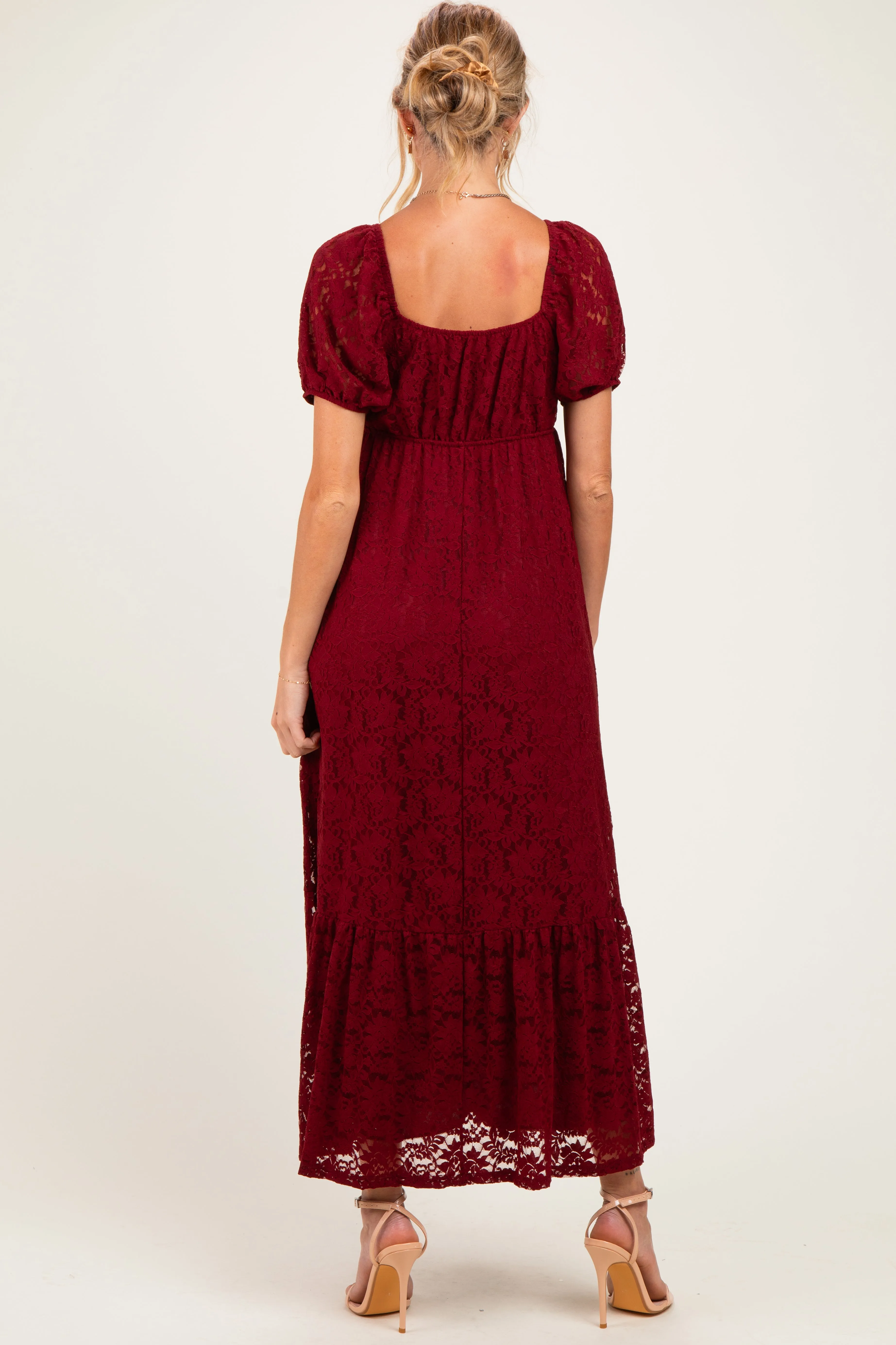 Burgundy Lace Maternity Maxi Dress sold by Pinkblush product image thumbnail 3