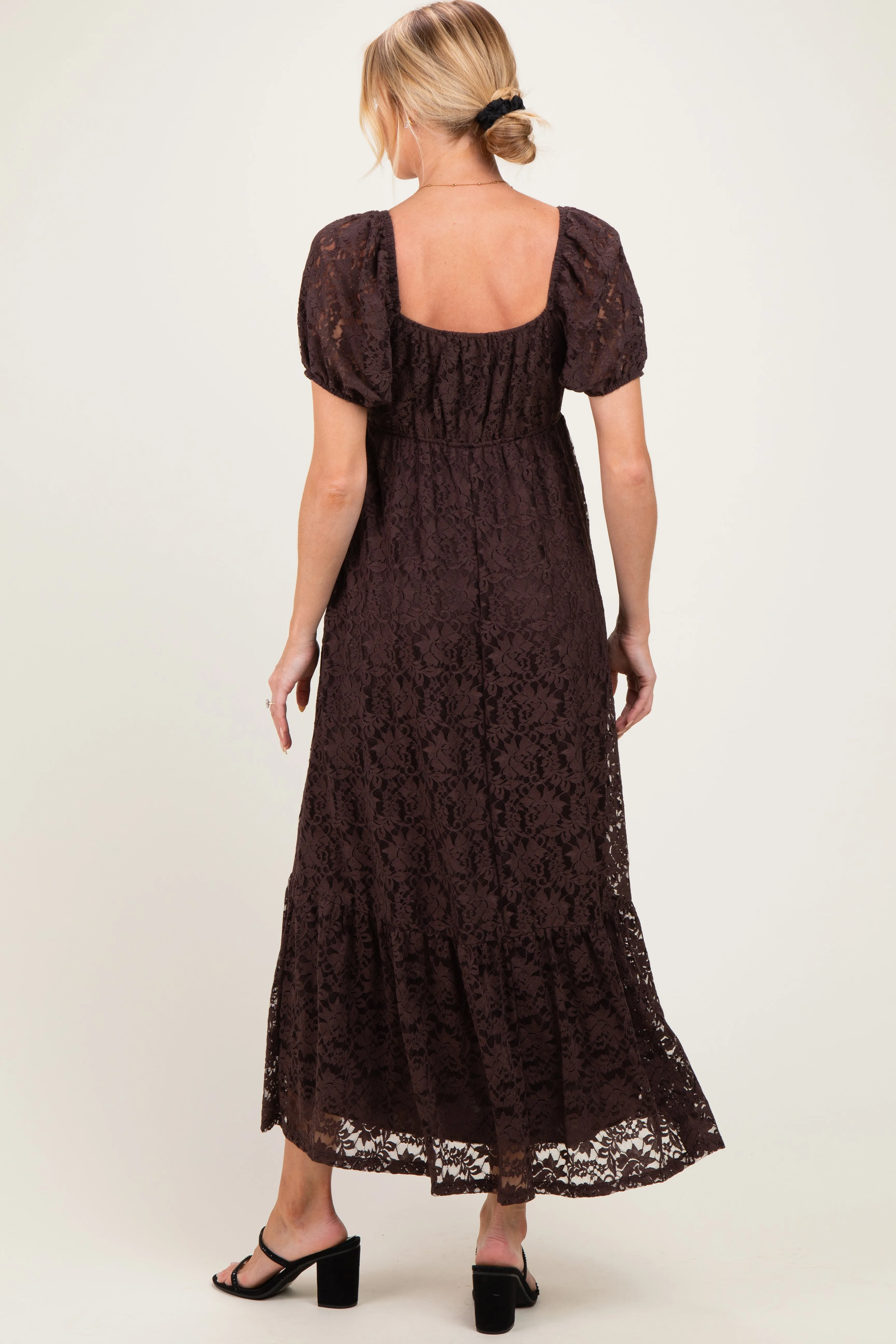 Brown Lace Maternity Maxi Dress sold by Pinkblush product image thumbnail 3