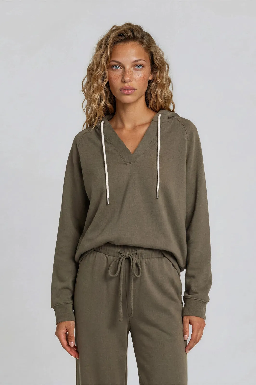 Olive V-Neck Long Sleeve Drawstring Maternity Hoodie sold by Pinkblush product image thumbnail 5