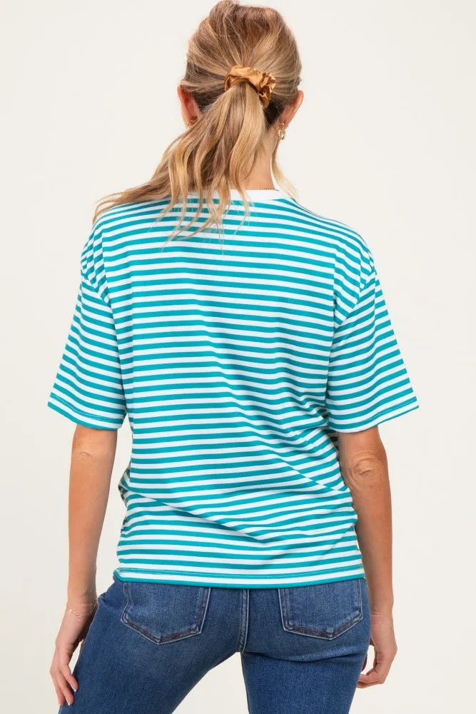 Aqua Oversized Striped Maternity Tee sold by Pinkblush product image thumbnail 4
