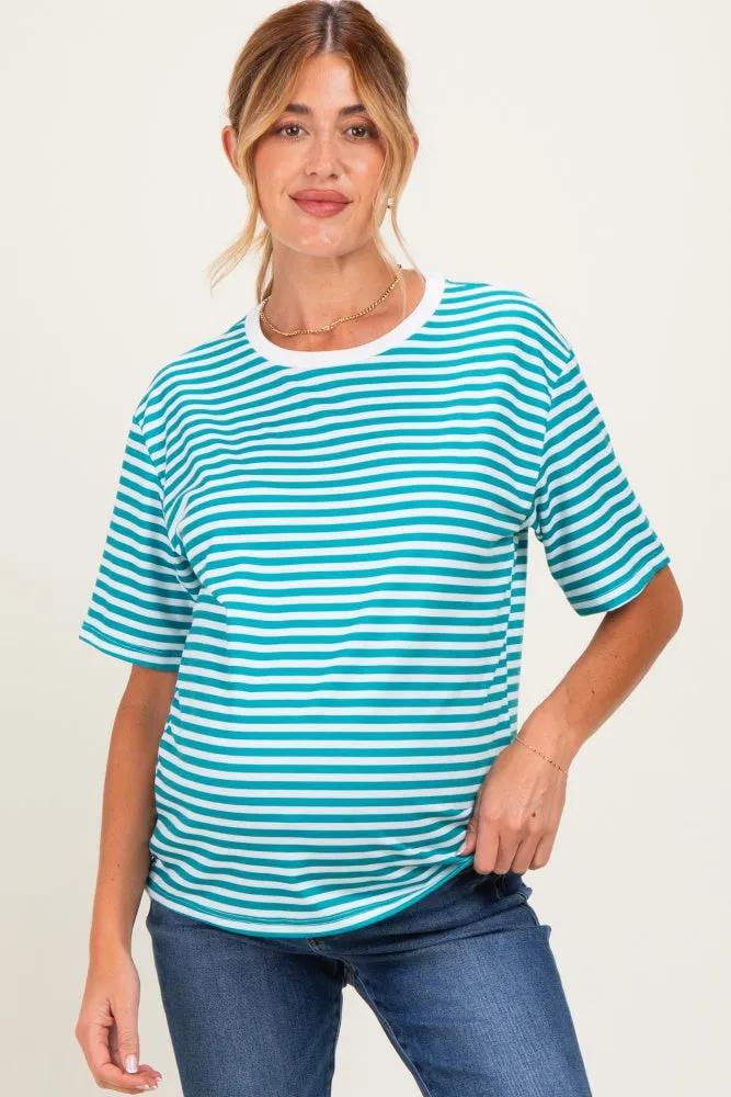 Aqua Oversized Striped Maternity Tee sold by Pinkblush