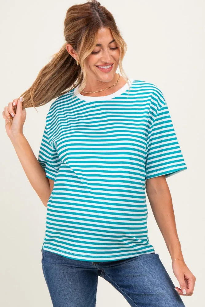 Aqua Oversized Striped Maternity Tee sold by Pinkblush product image thumbnail 2