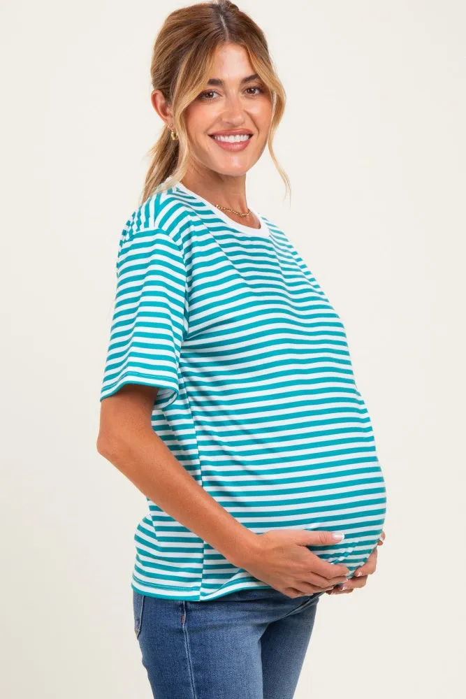 Aqua Oversized Striped Maternity Tee sold by Pinkblush product image thumbnail 3