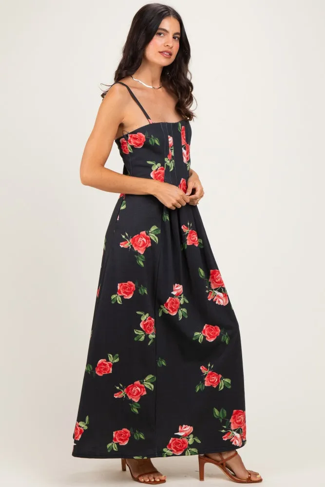 Black Floral Thin Strap Midi Dress sold by Pinkblush product image thumbnail 2