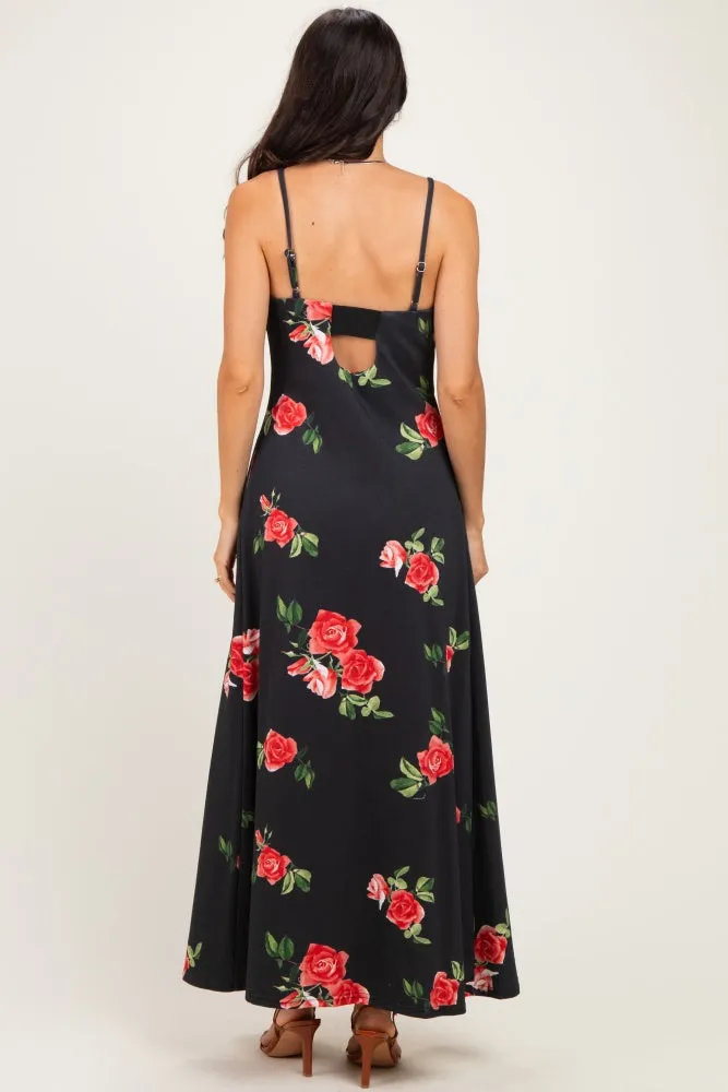 Black Floral Thin Strap Midi Dress sold by Pinkblush product image thumbnail 3