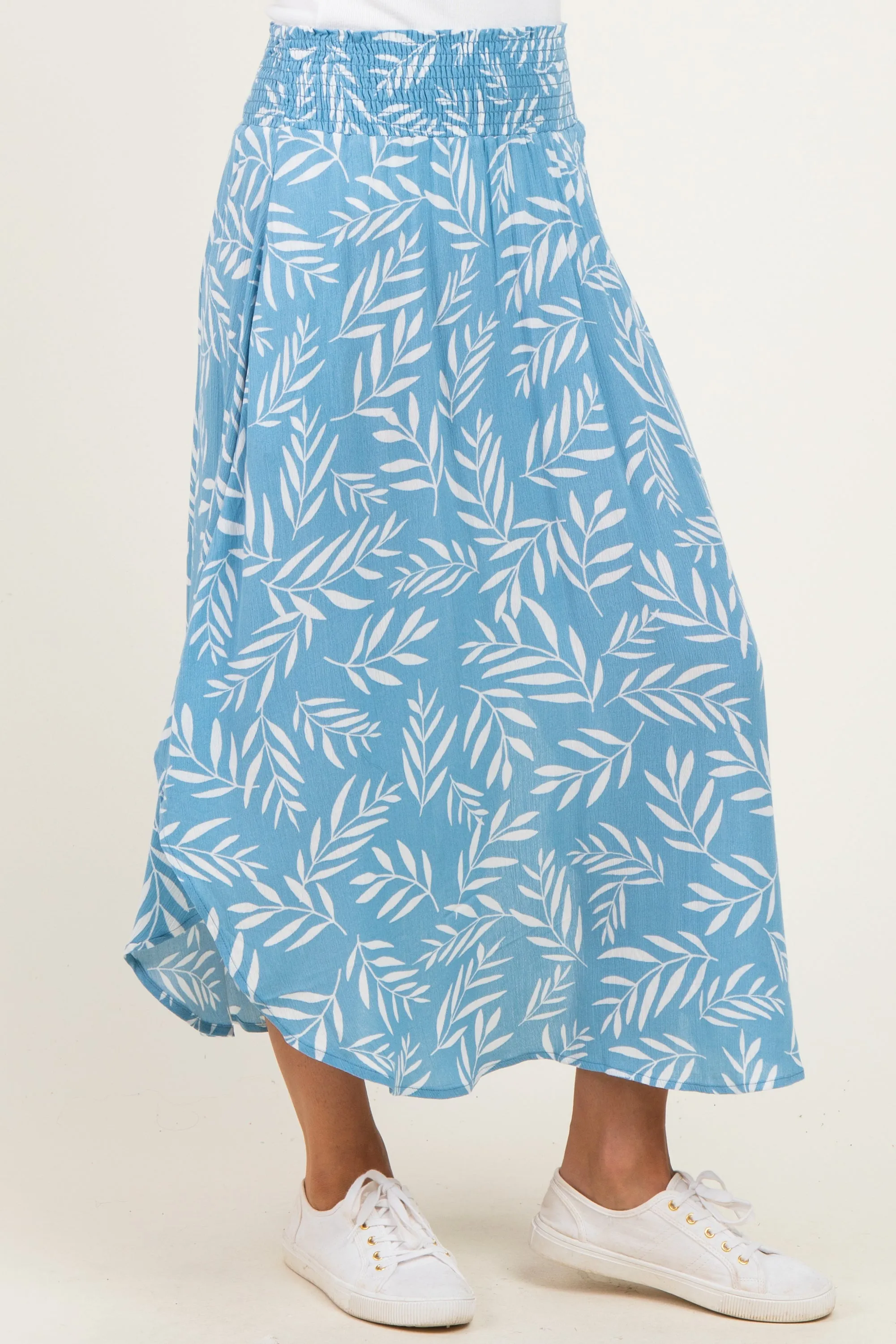 Light Blue Printed Smocked Waistband Skirt sold by Pinkblush product image thumbnail 4