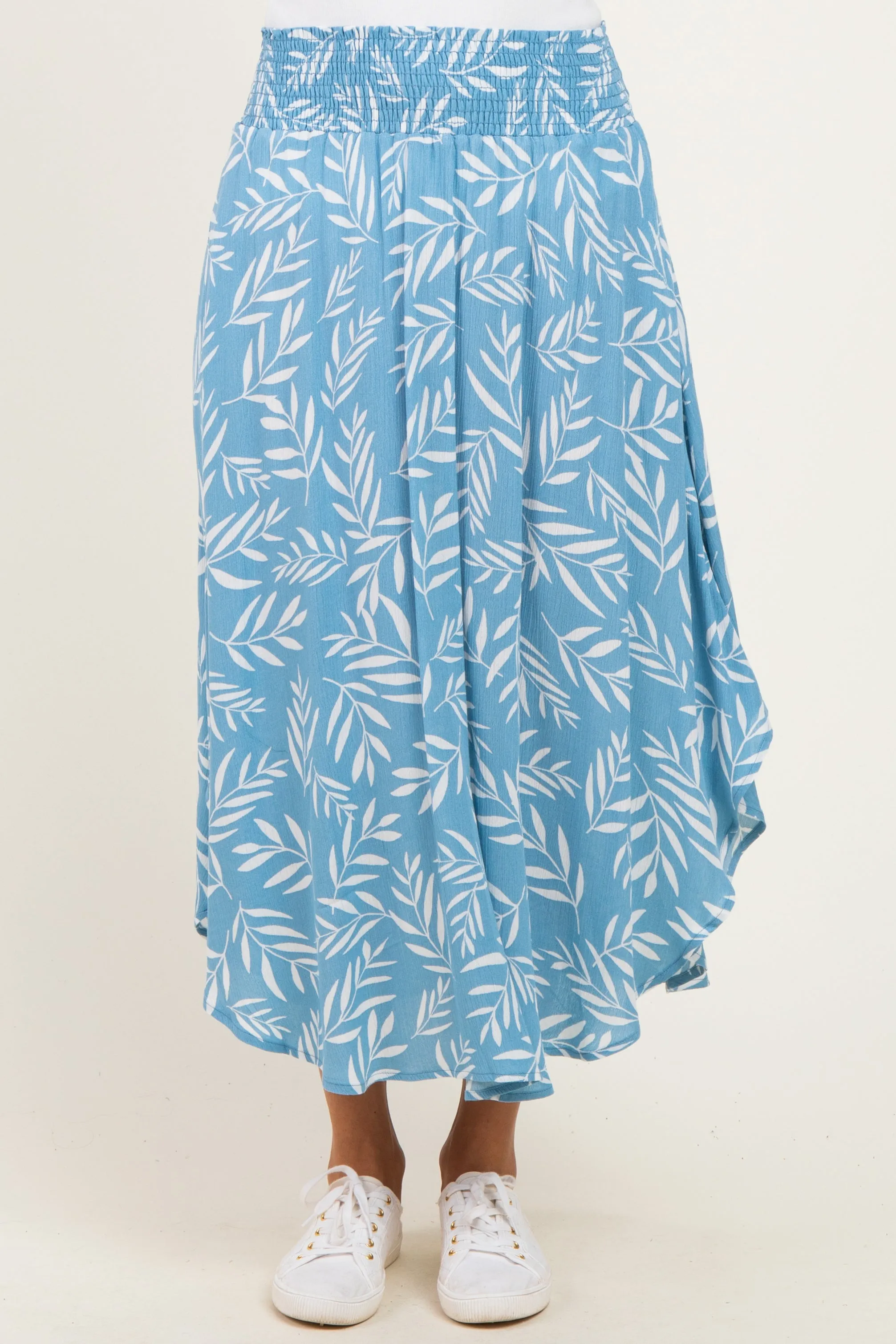 Light Blue Printed Smocked Waistband Skirt sold by Pinkblush product image thumbnail 3